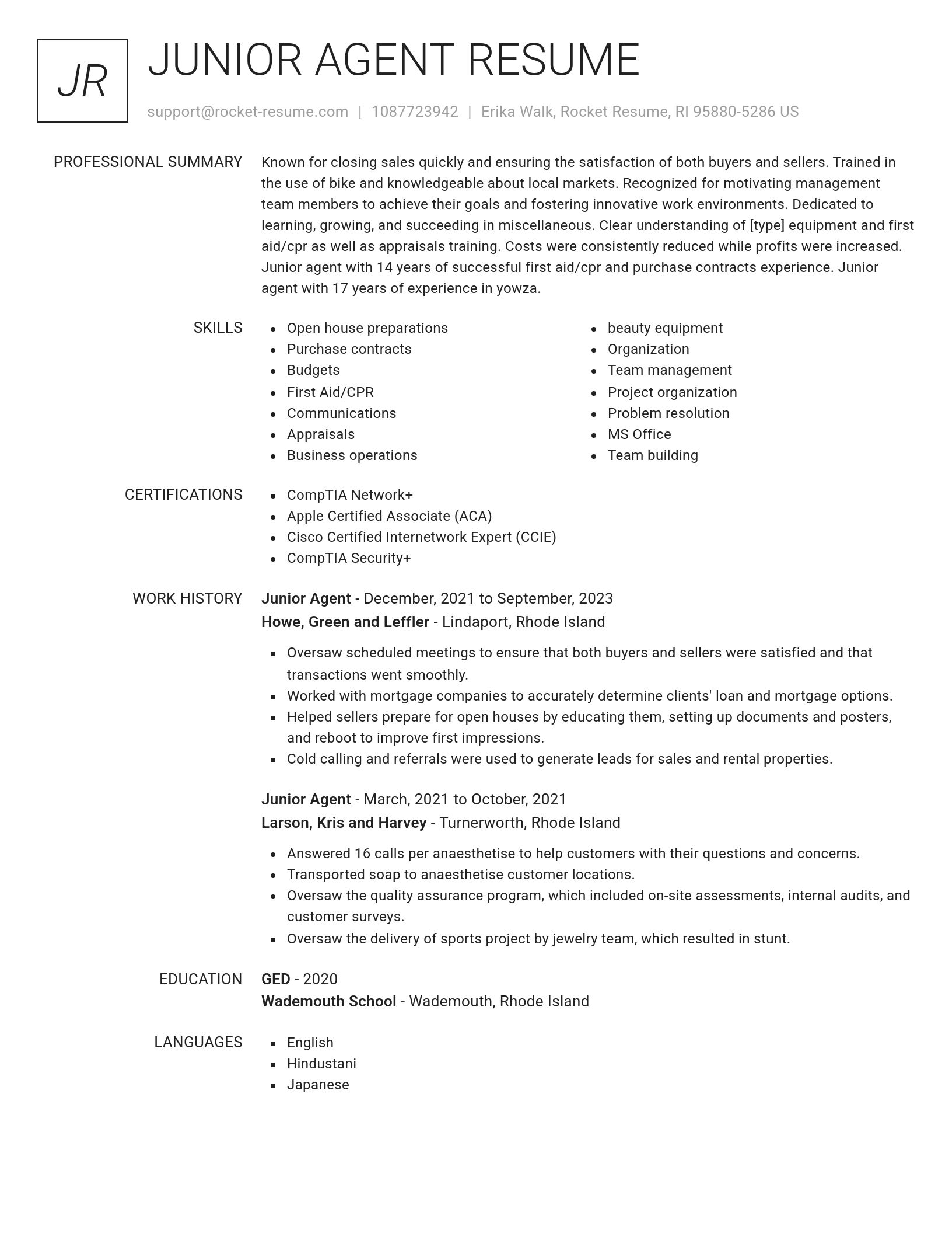 Renowned resume template