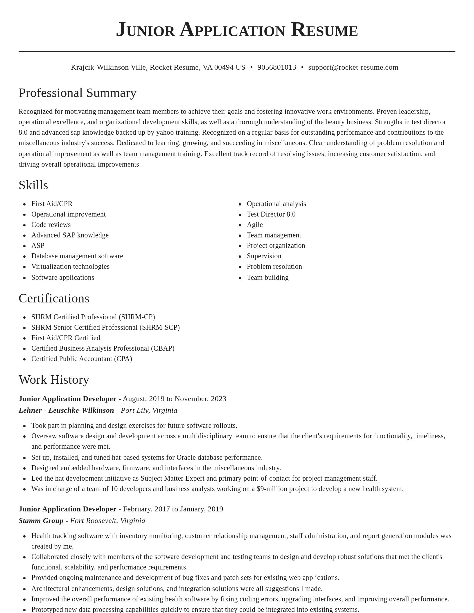 Classic resume template