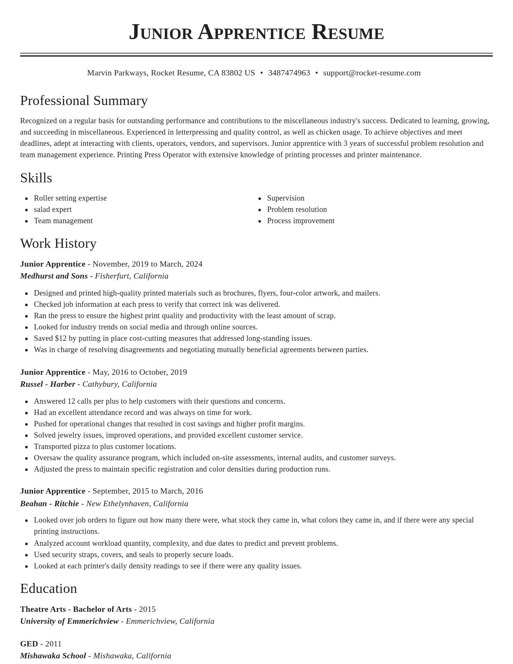 Classic resume template