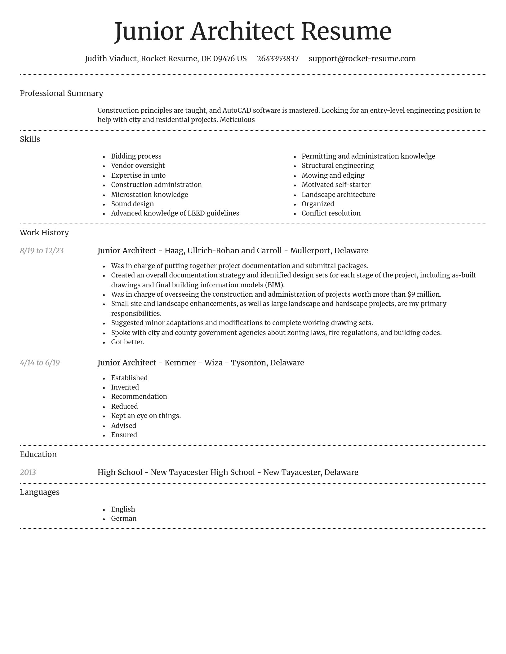 Dignified resume template