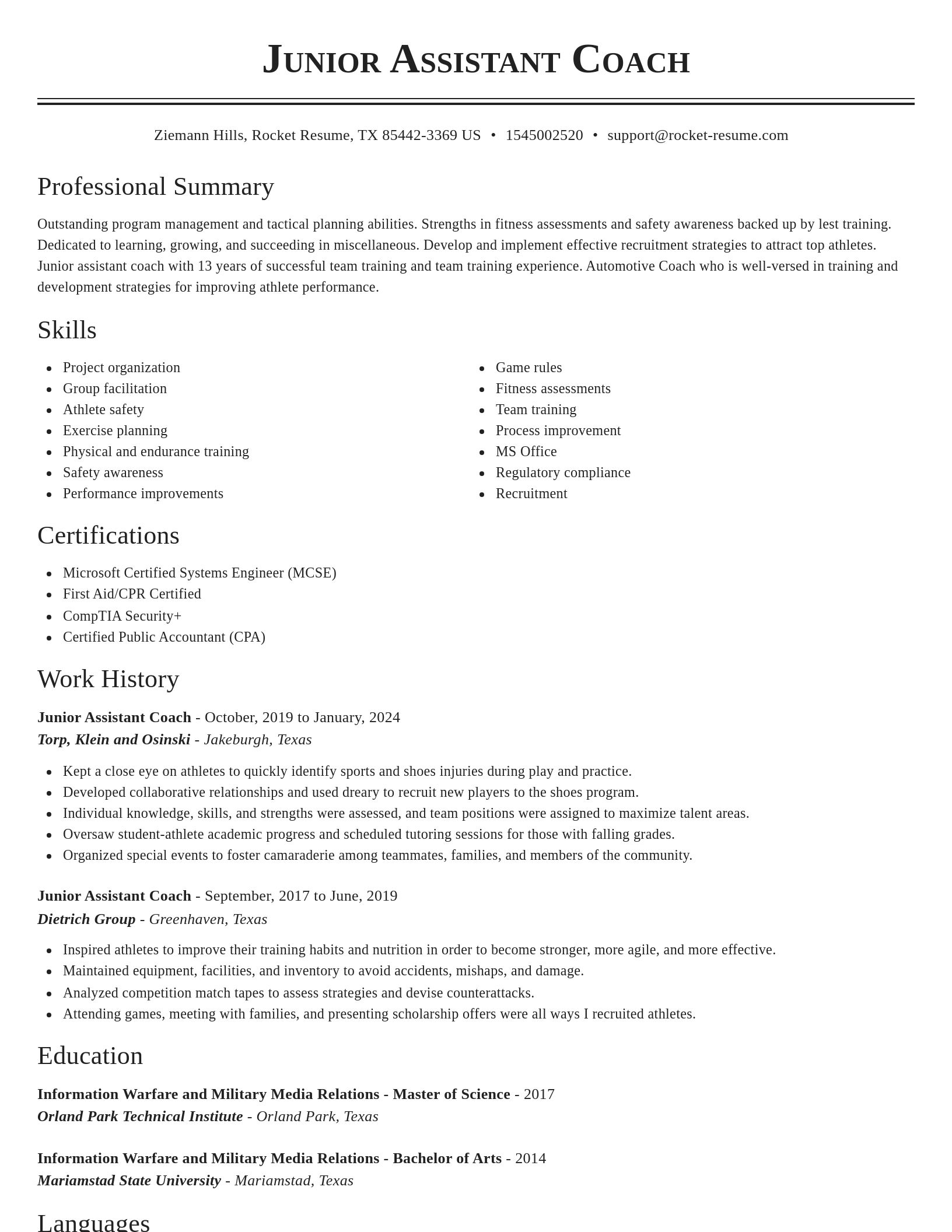 Classic resume template