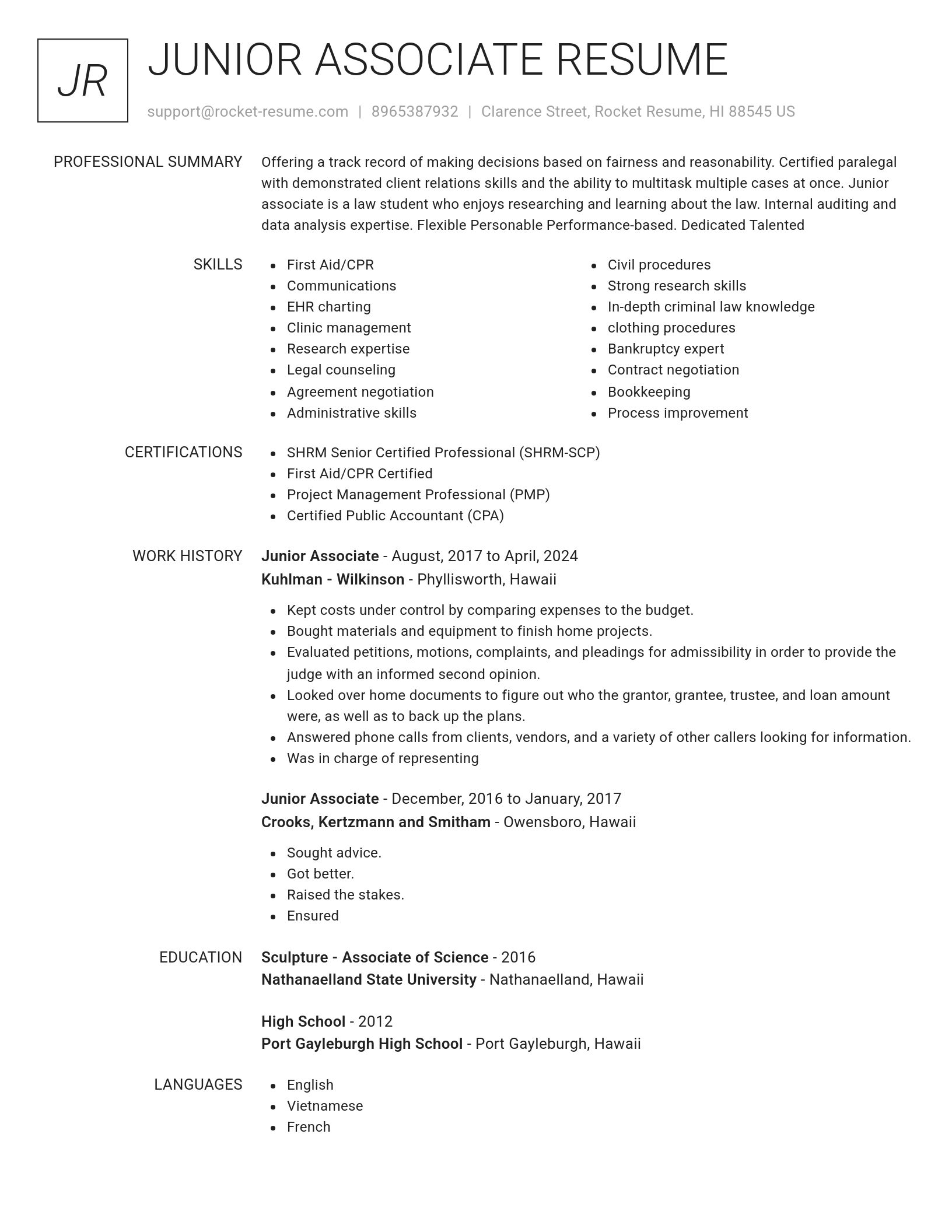 Renowned resume template