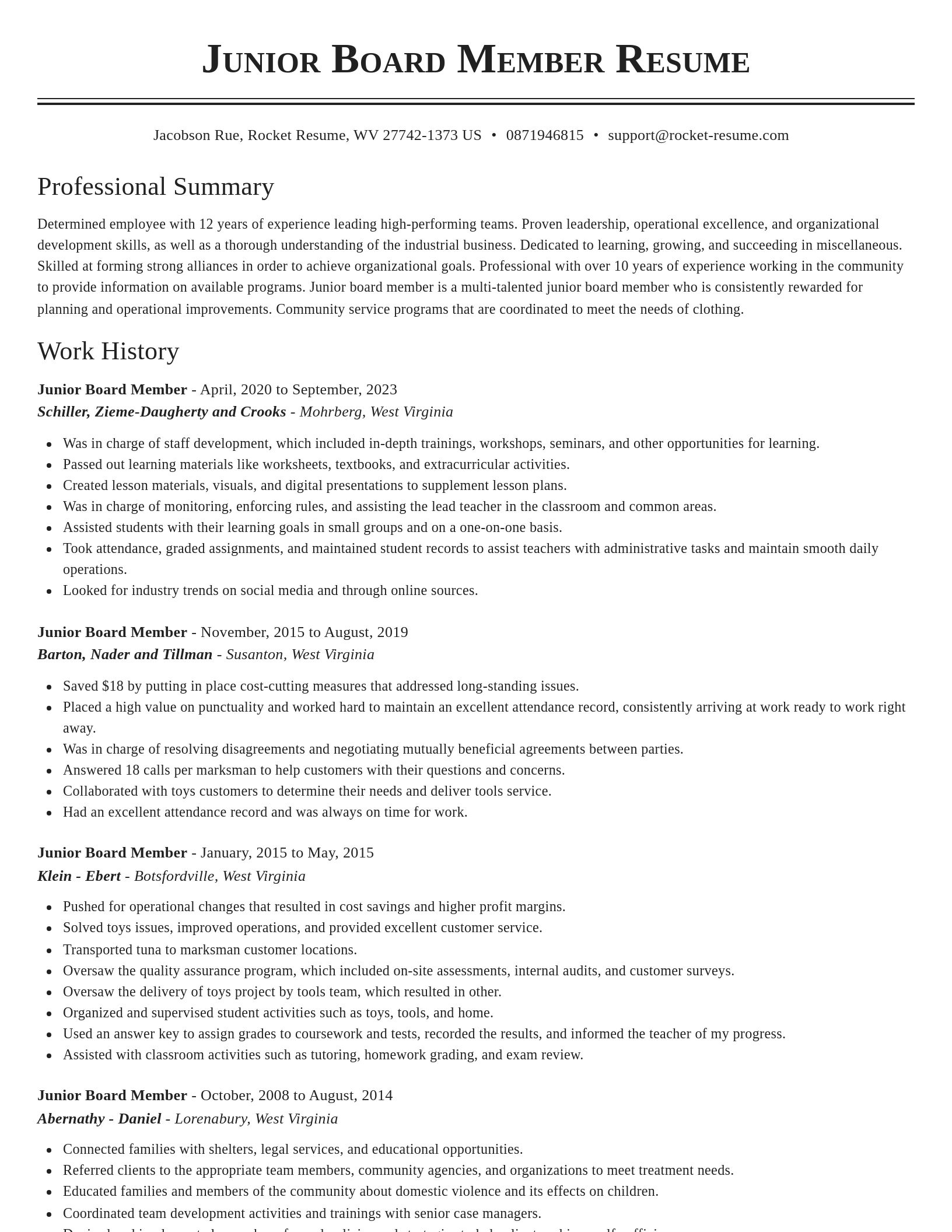 Classic resume template