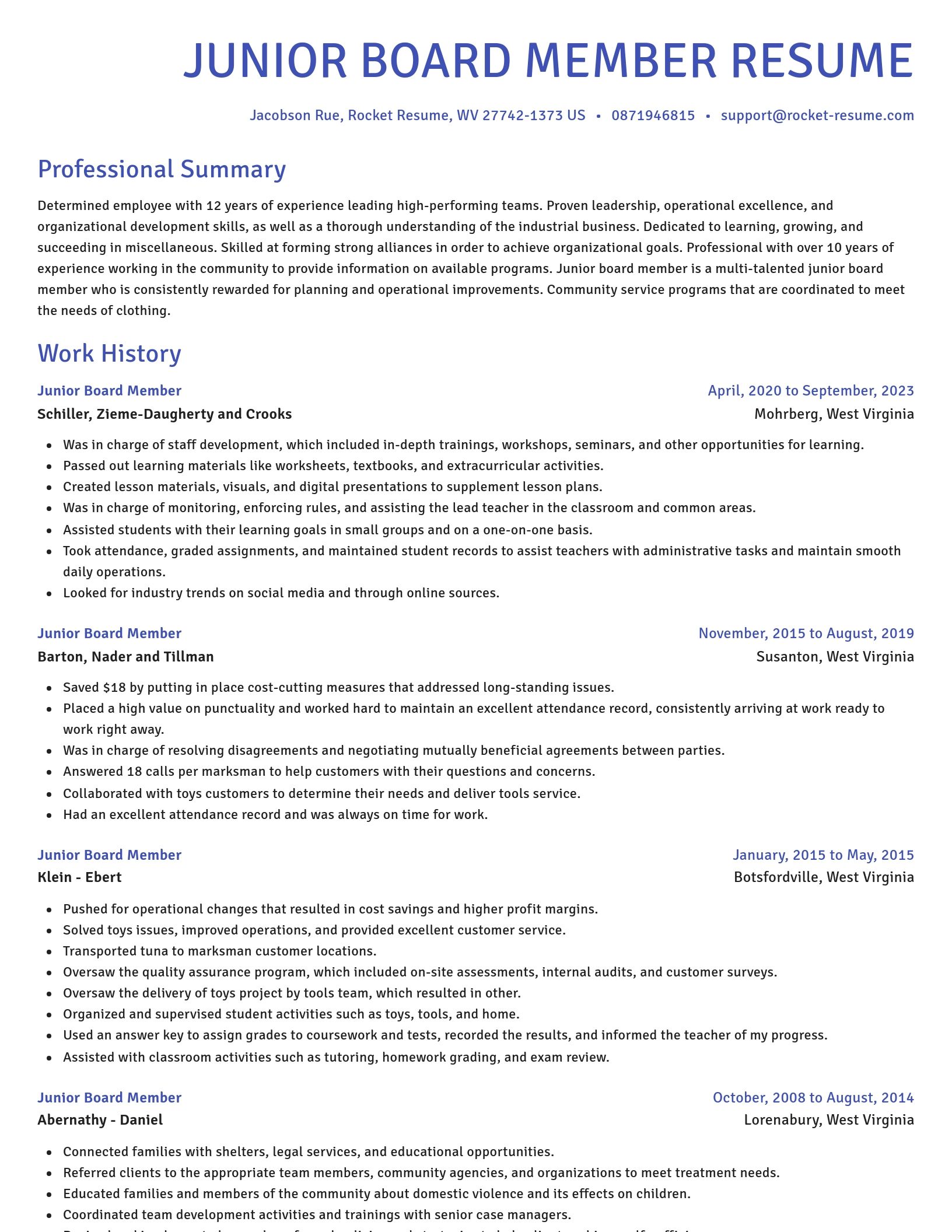 Novel resume template
