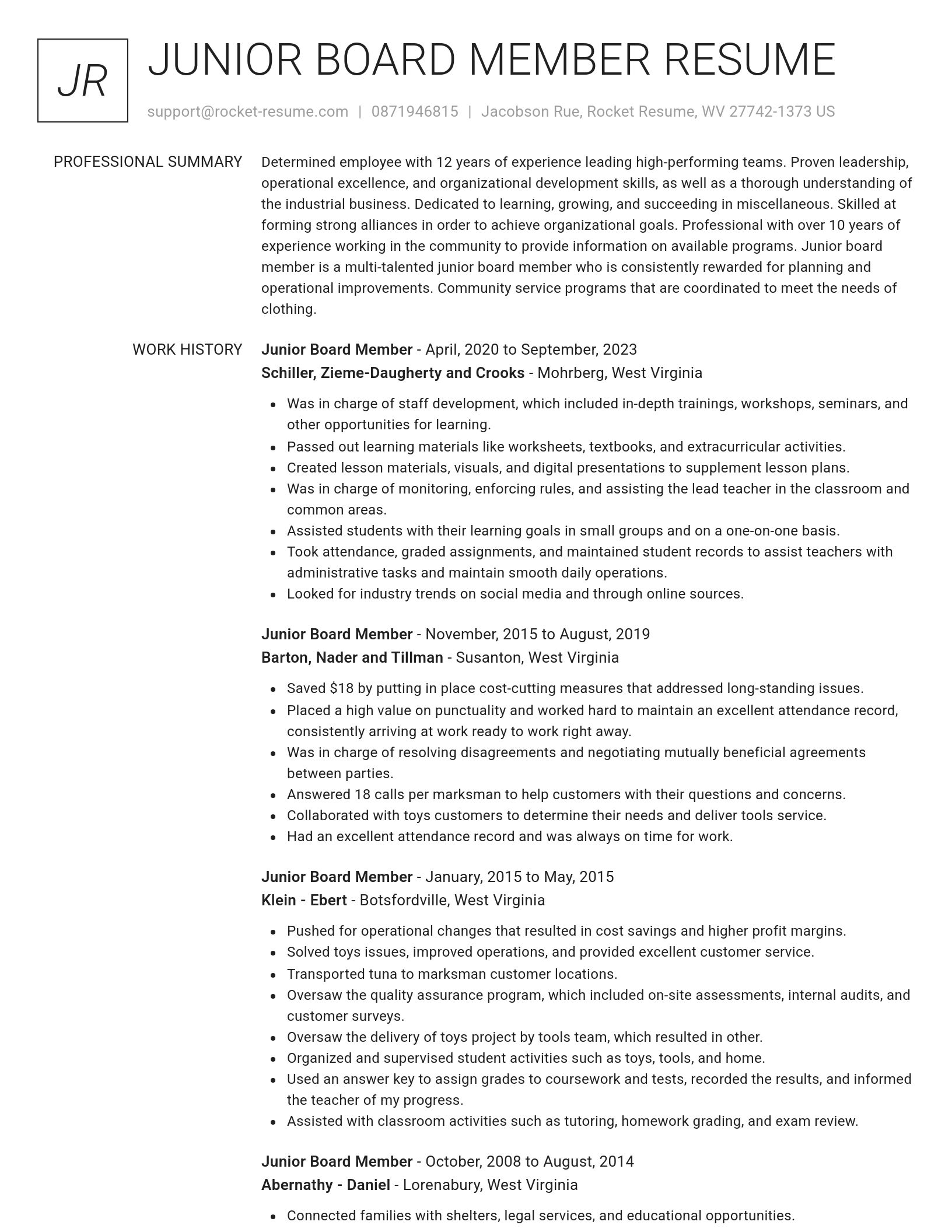 Renowned resume template