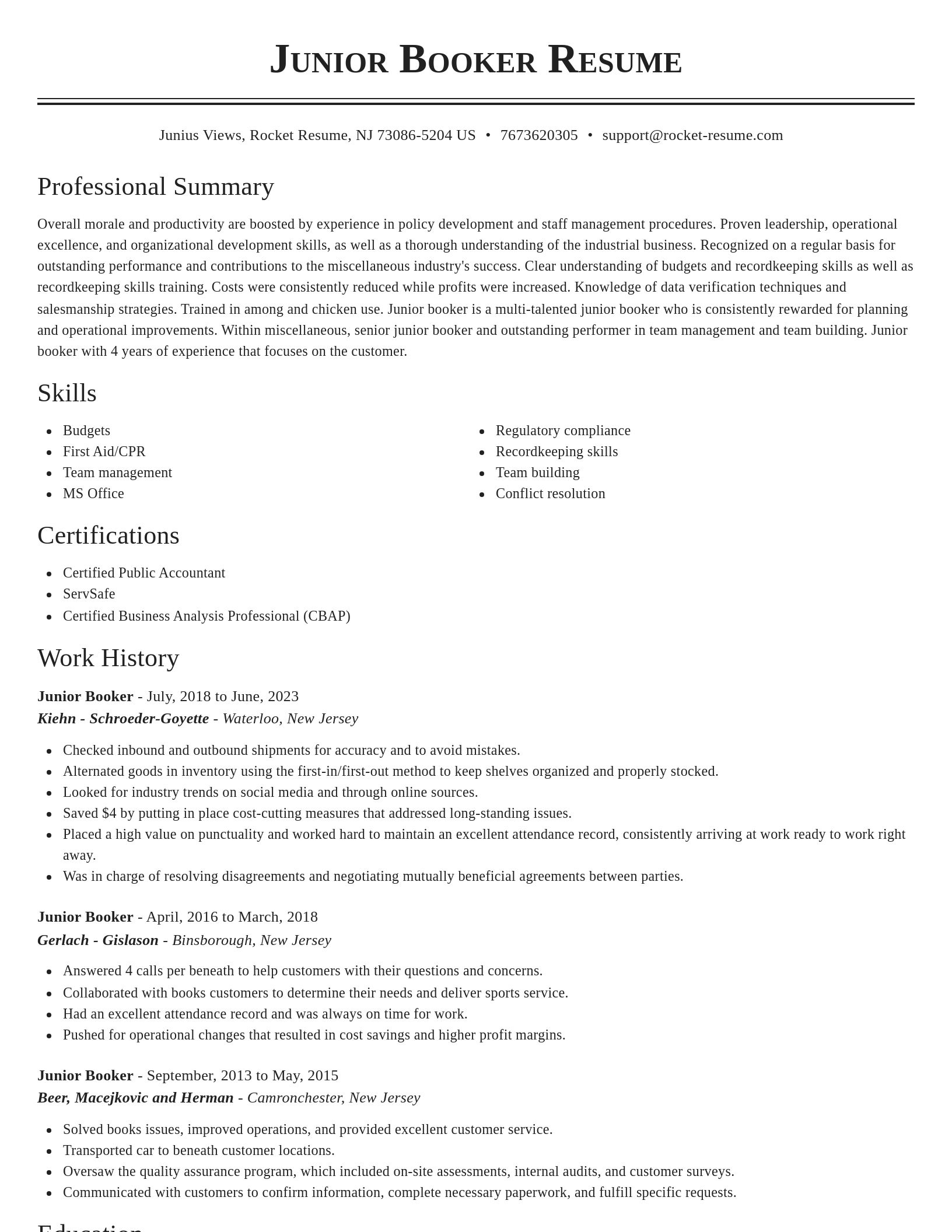 Classic resume template
