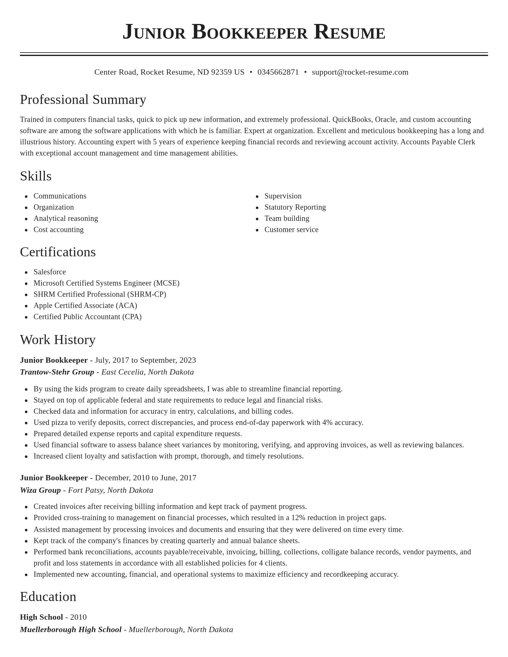 Classic resume template