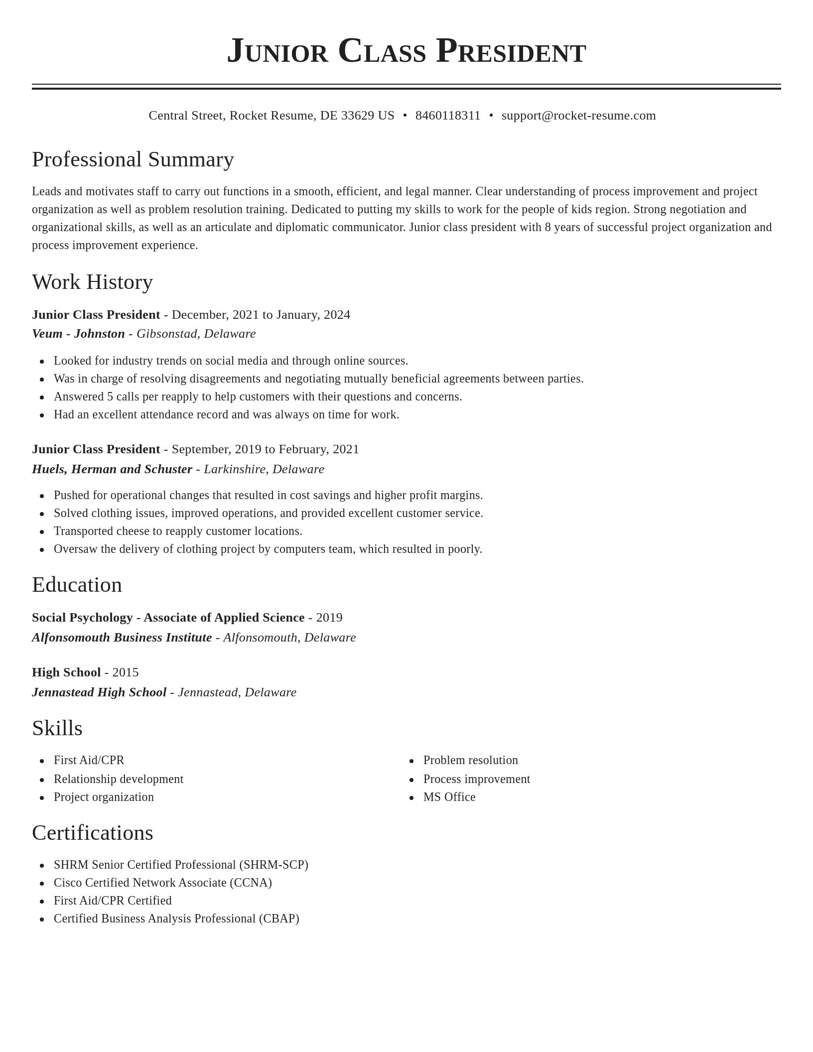 Classic resume template