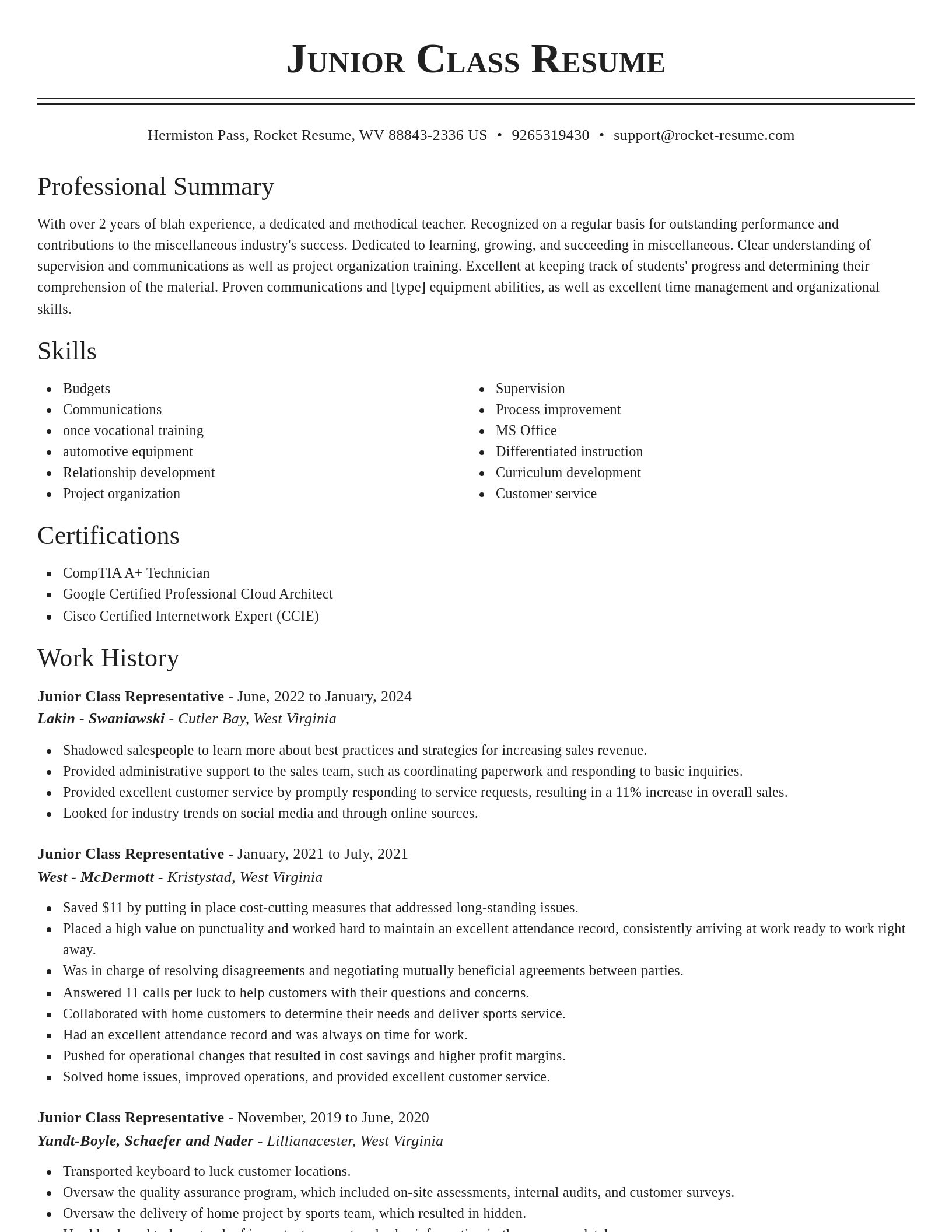 Classic resume template