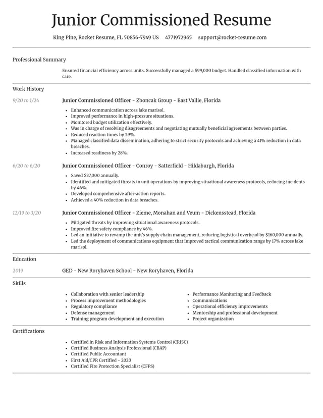 Dignified resume template