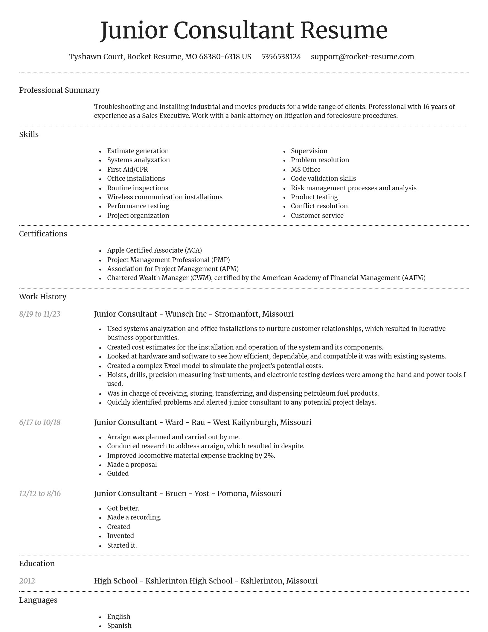 Dignified resume template