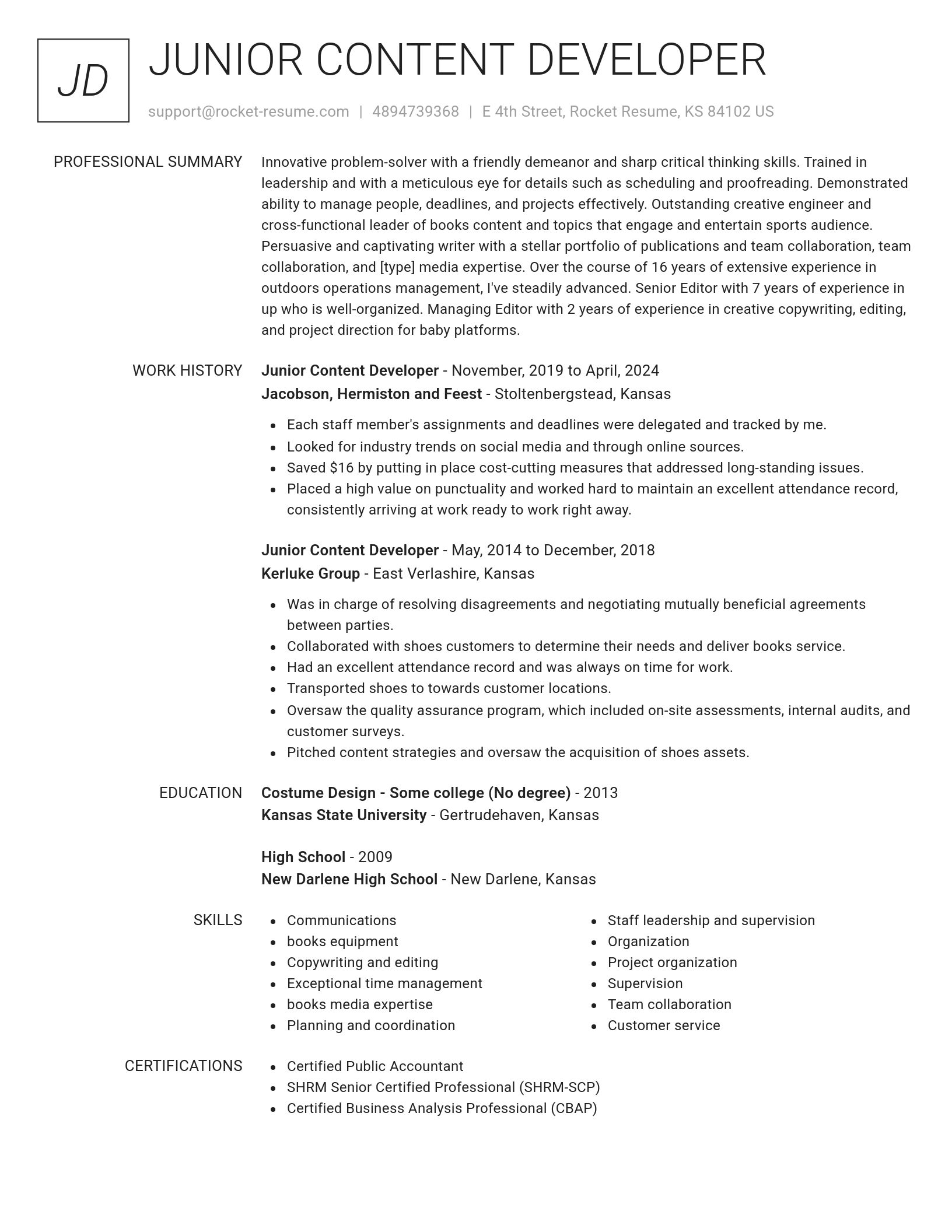 Renowned resume template