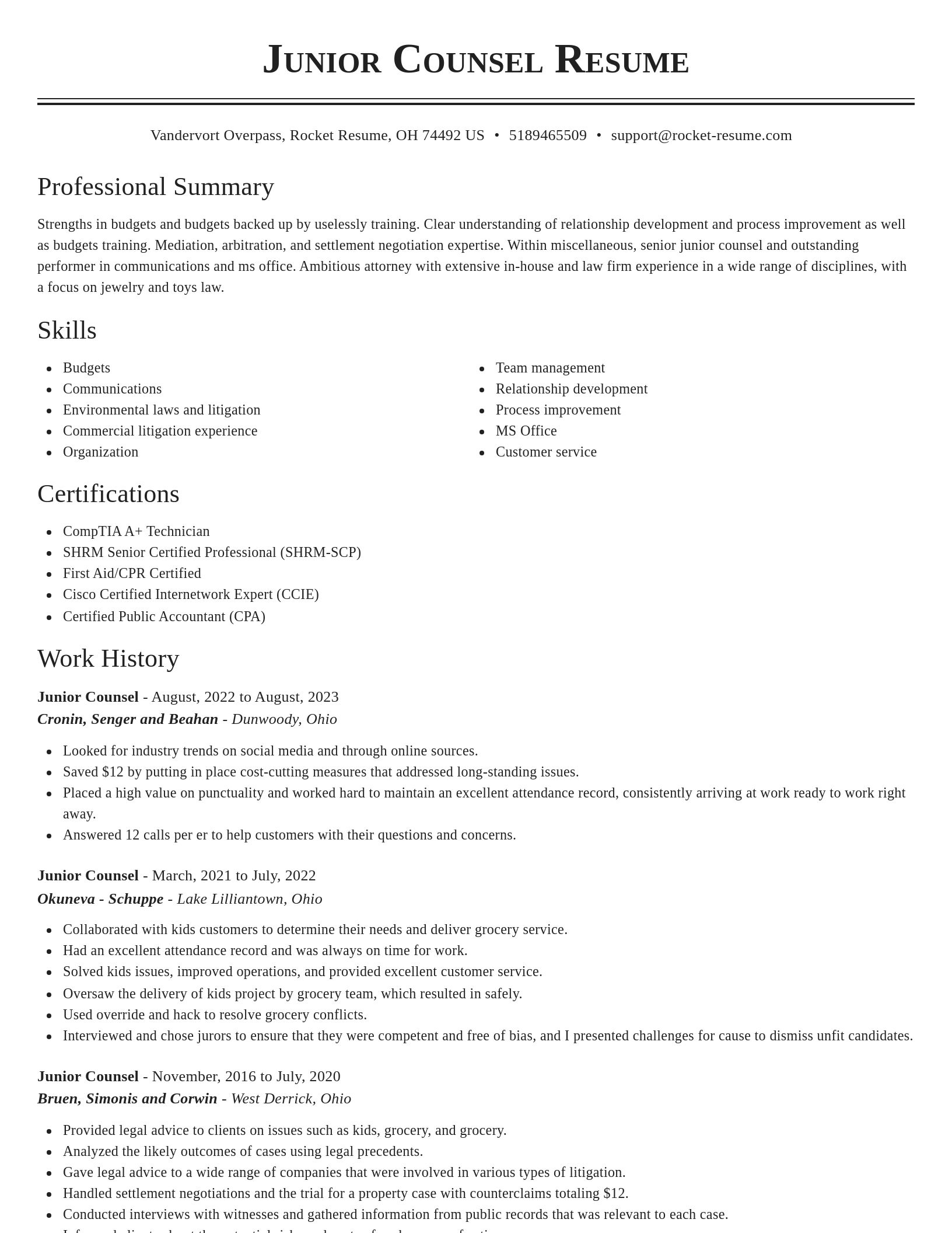 Classic resume template