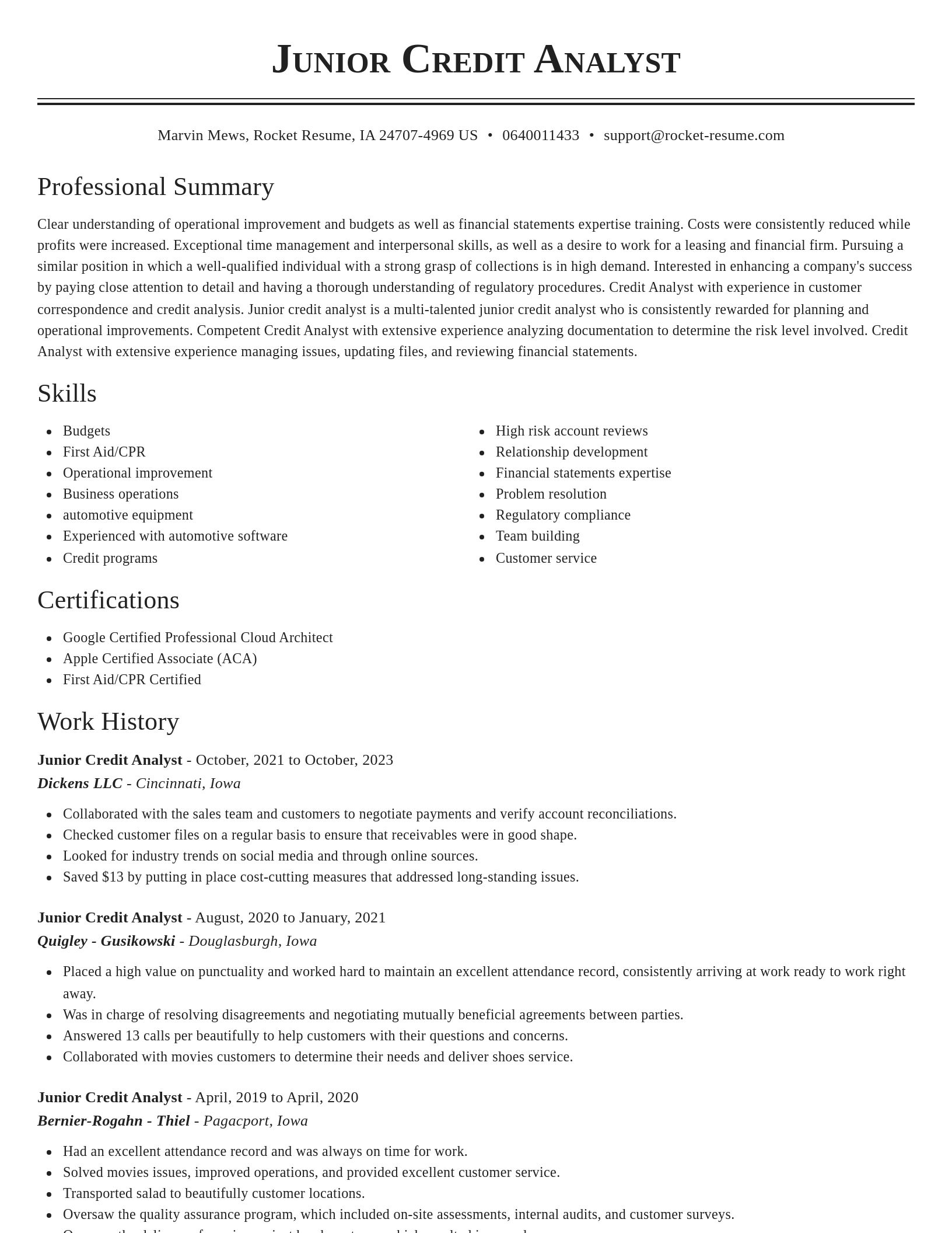 Classic resume template