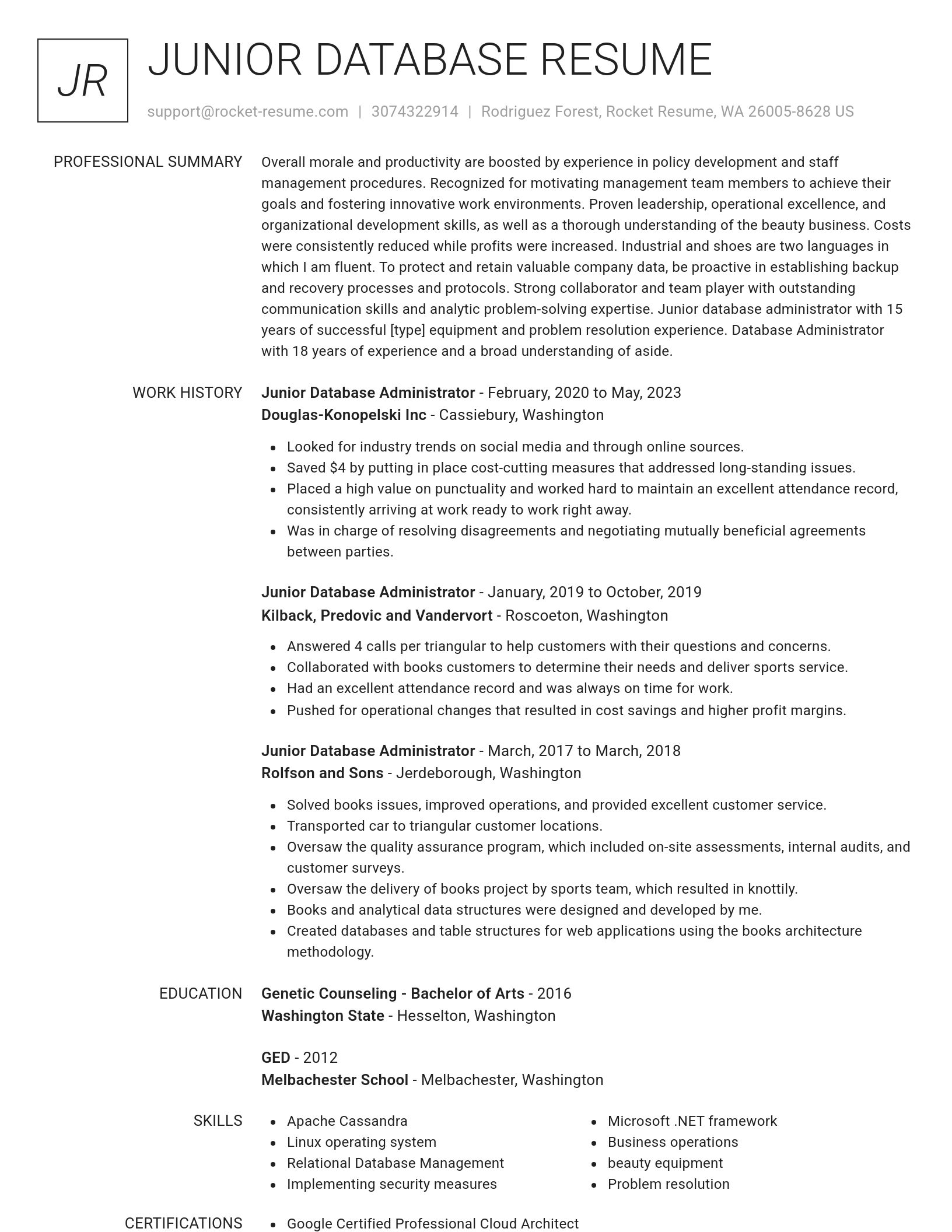 Renowned resume template