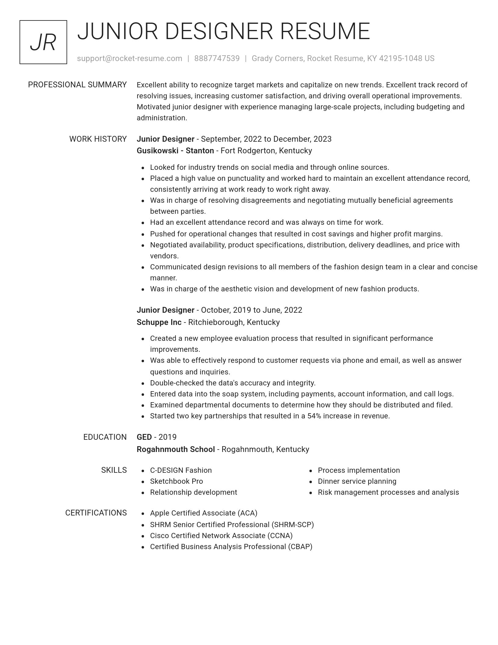 Renowned resume template