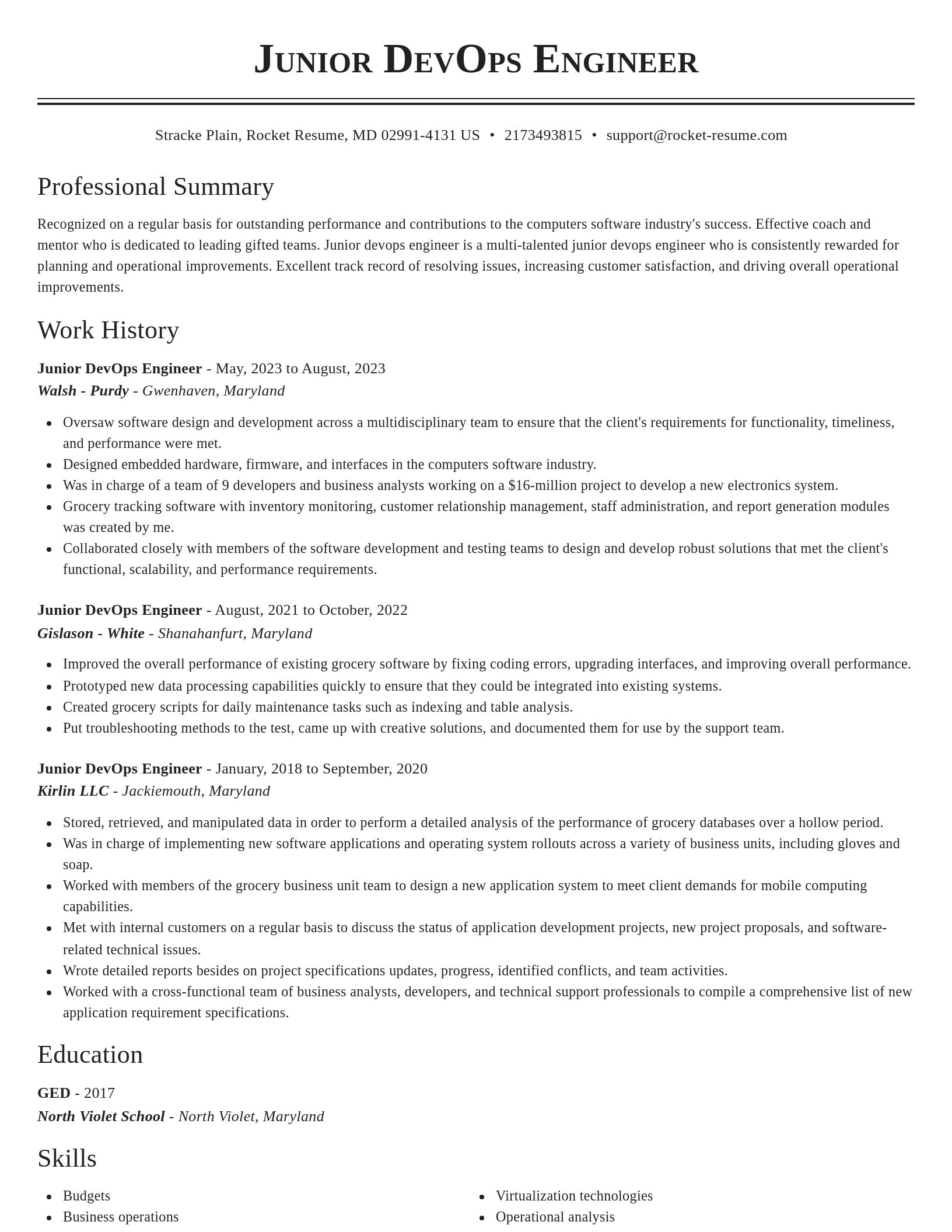 Classic resume template