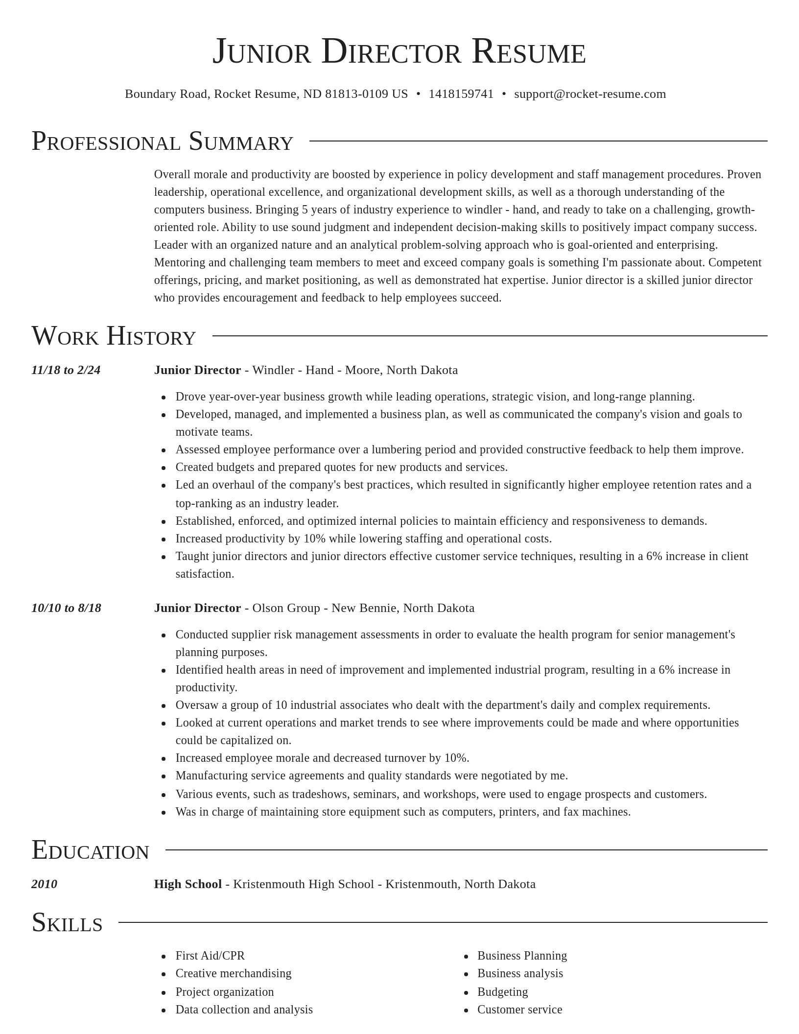 Director resume template