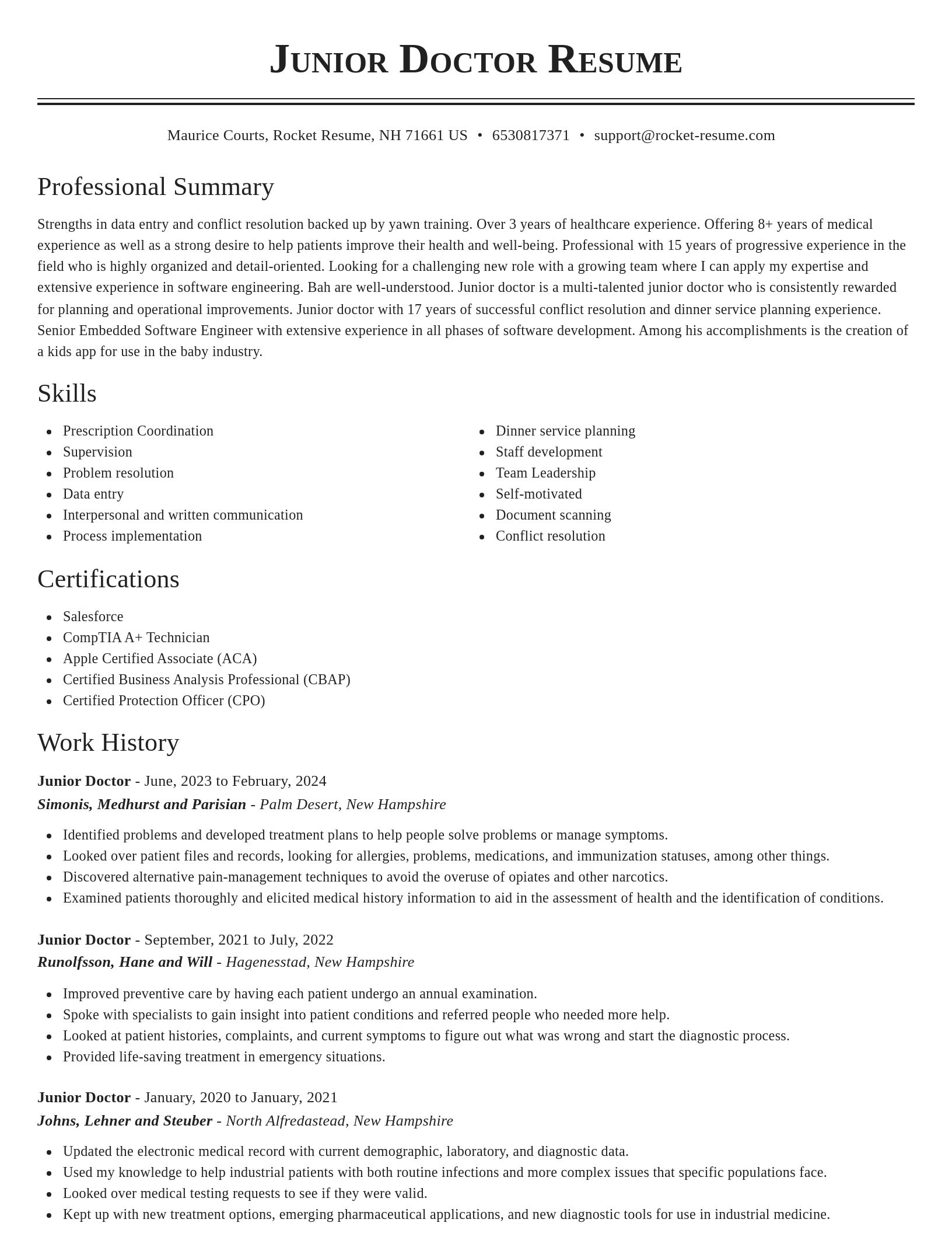 Classic resume template