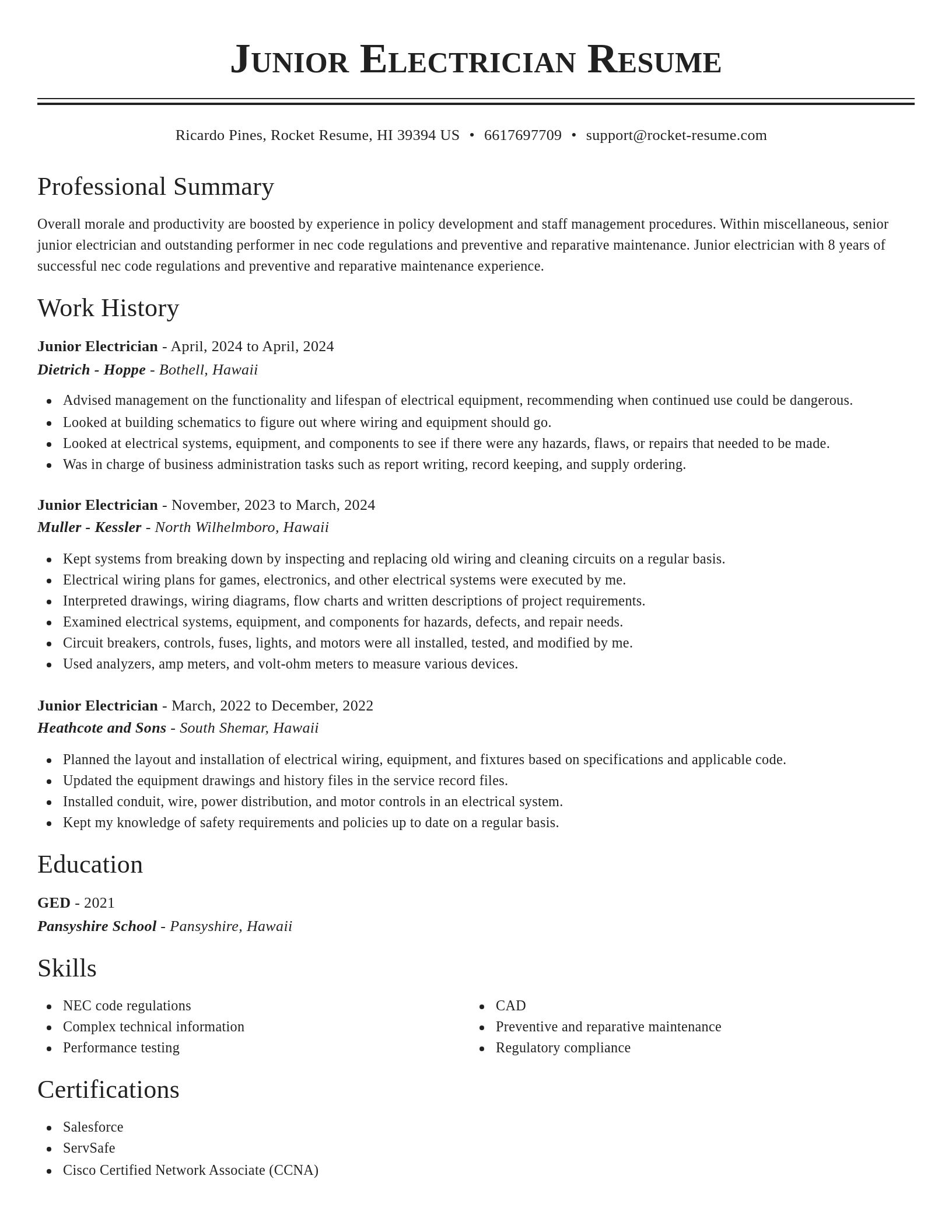 Classic resume template