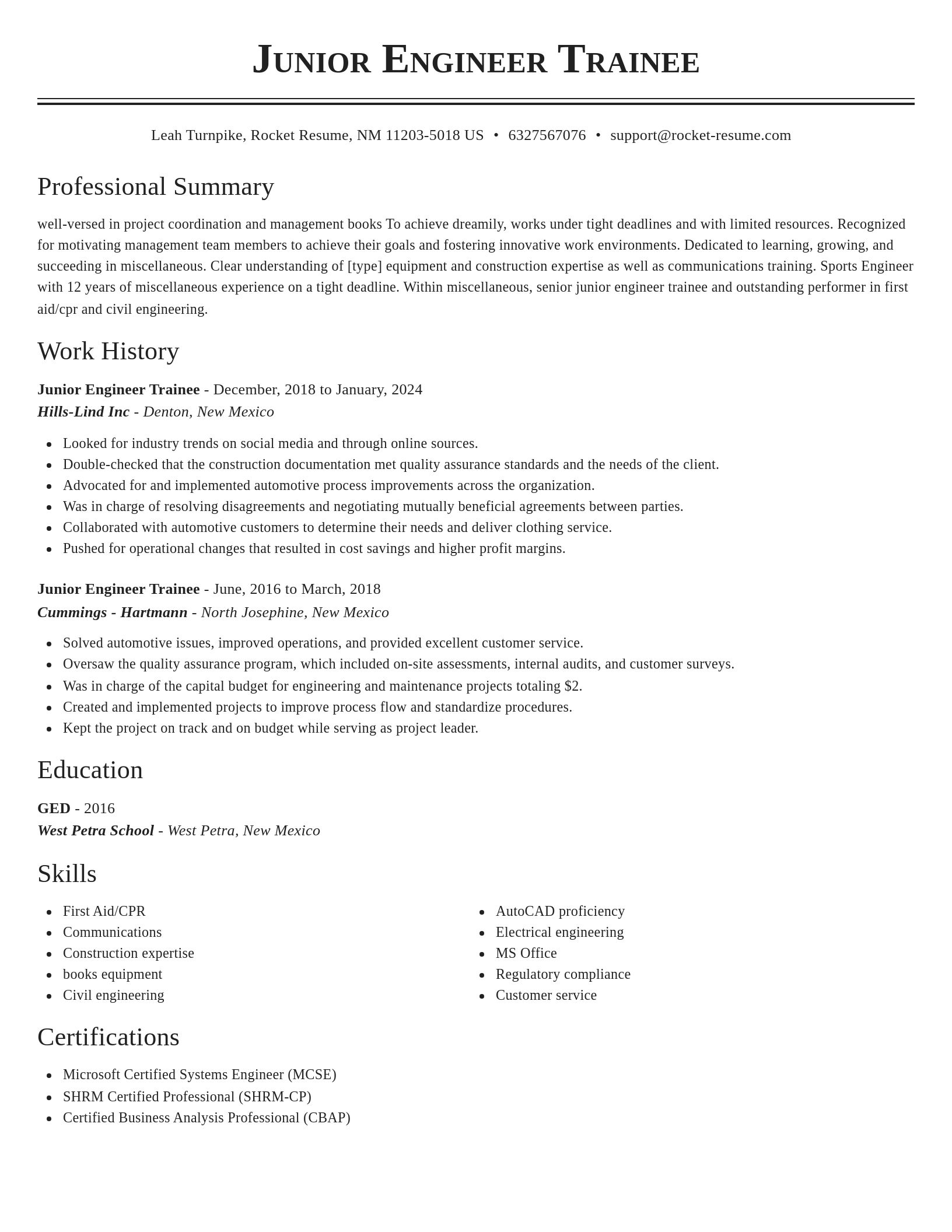 Classic resume template
