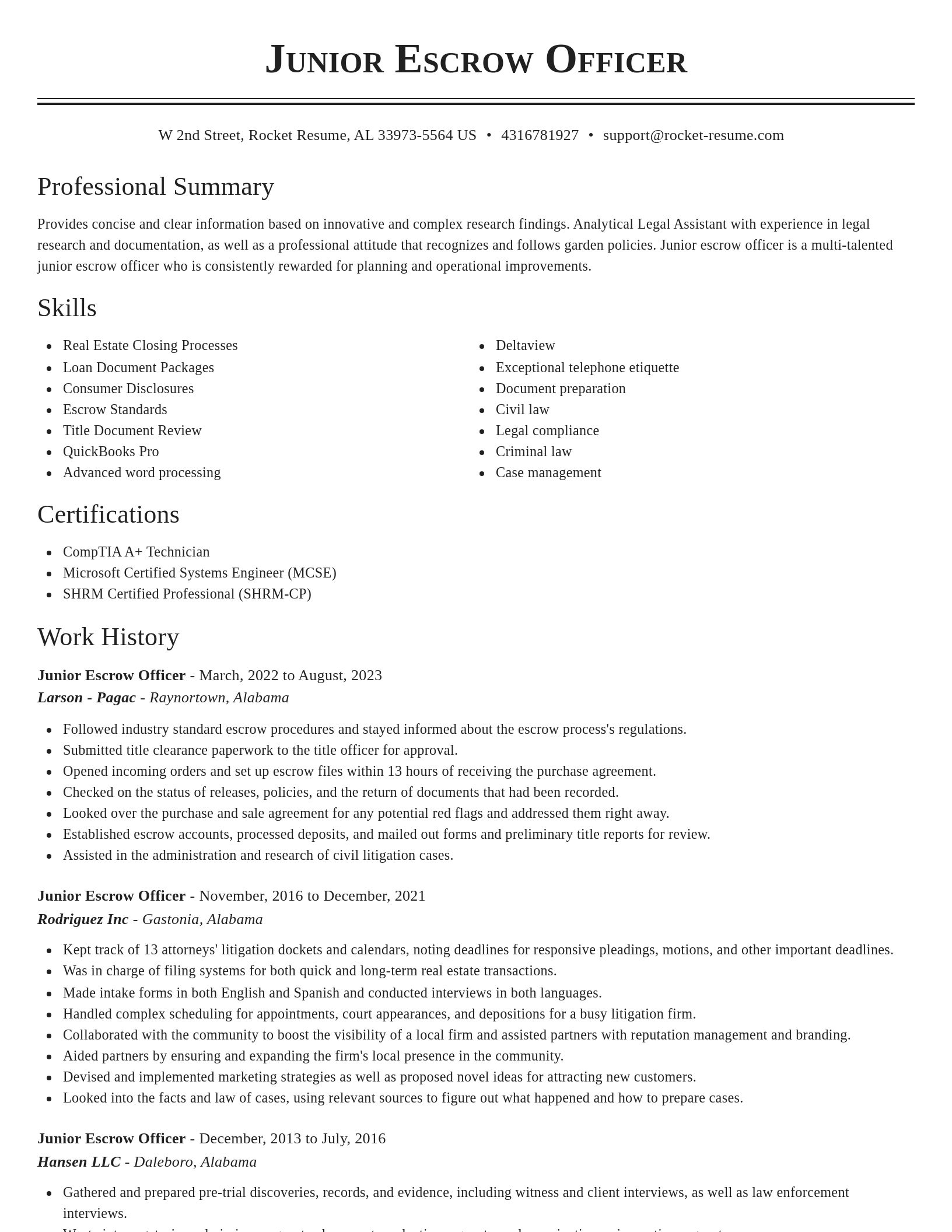 Classic resume template