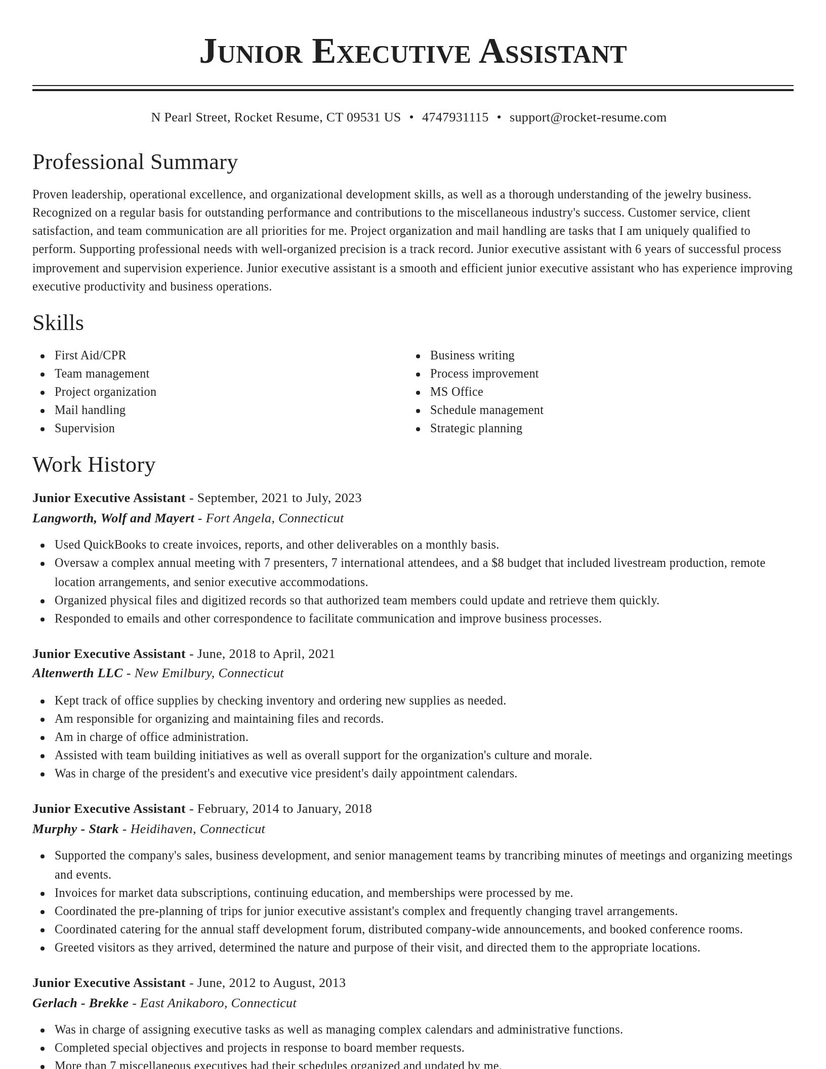 Classic resume template