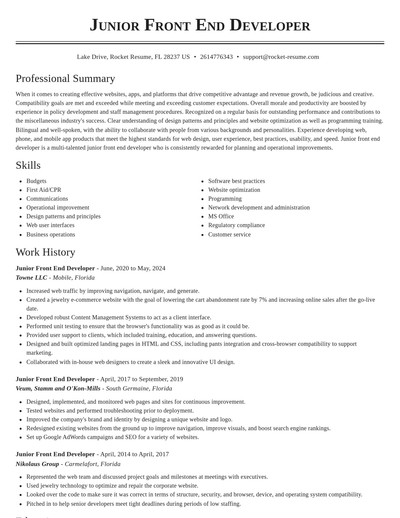 Classic resume template