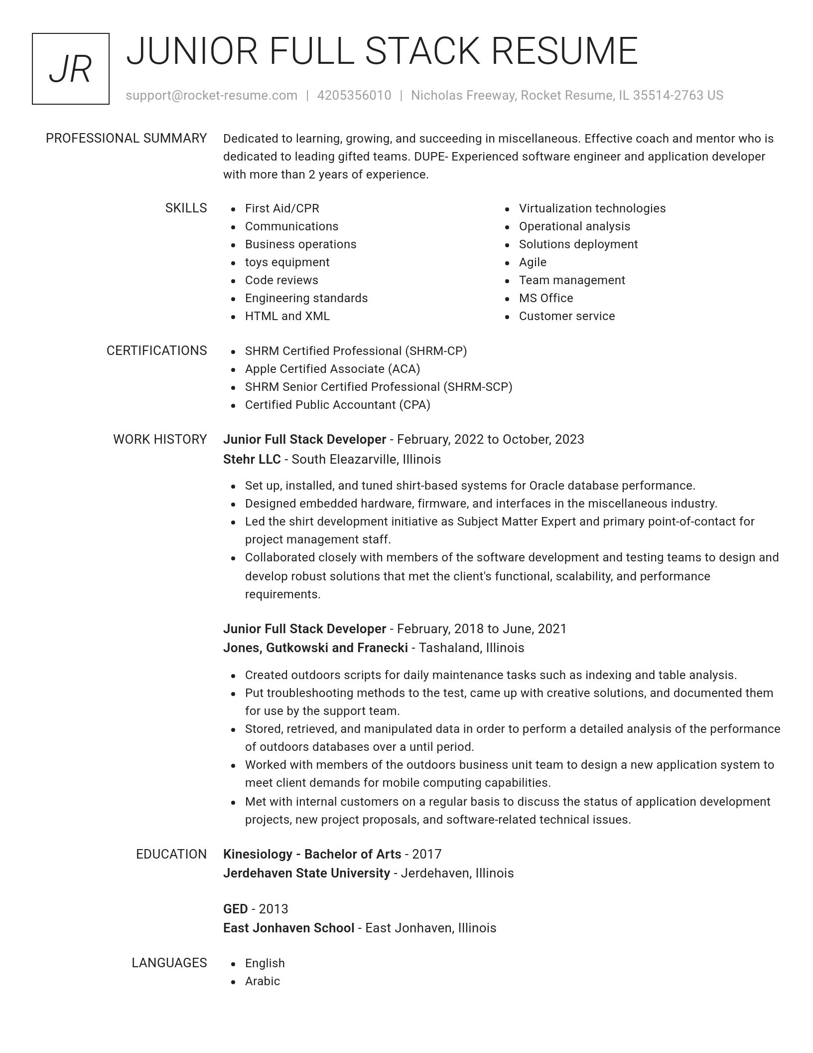 Renowned resume template