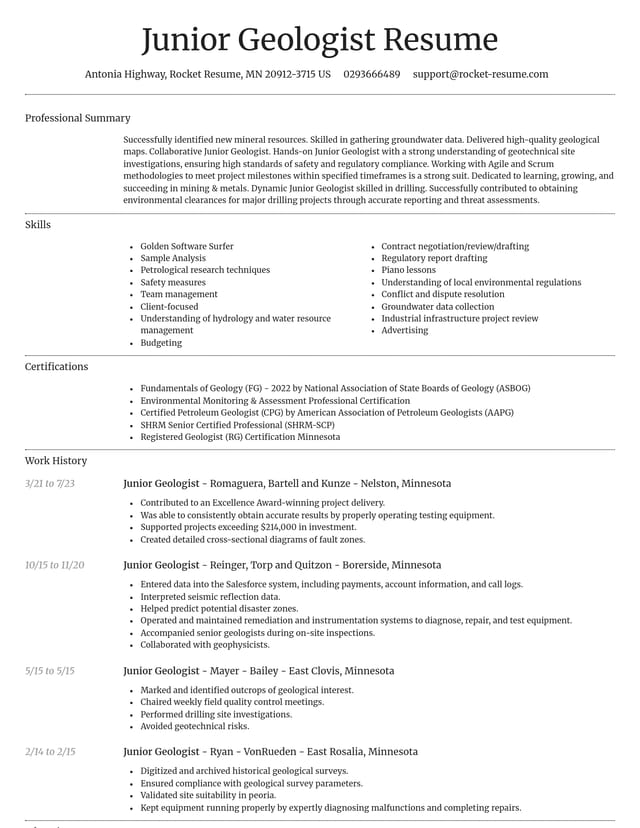 Dignified resume template