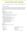 Junior Geologist resume template