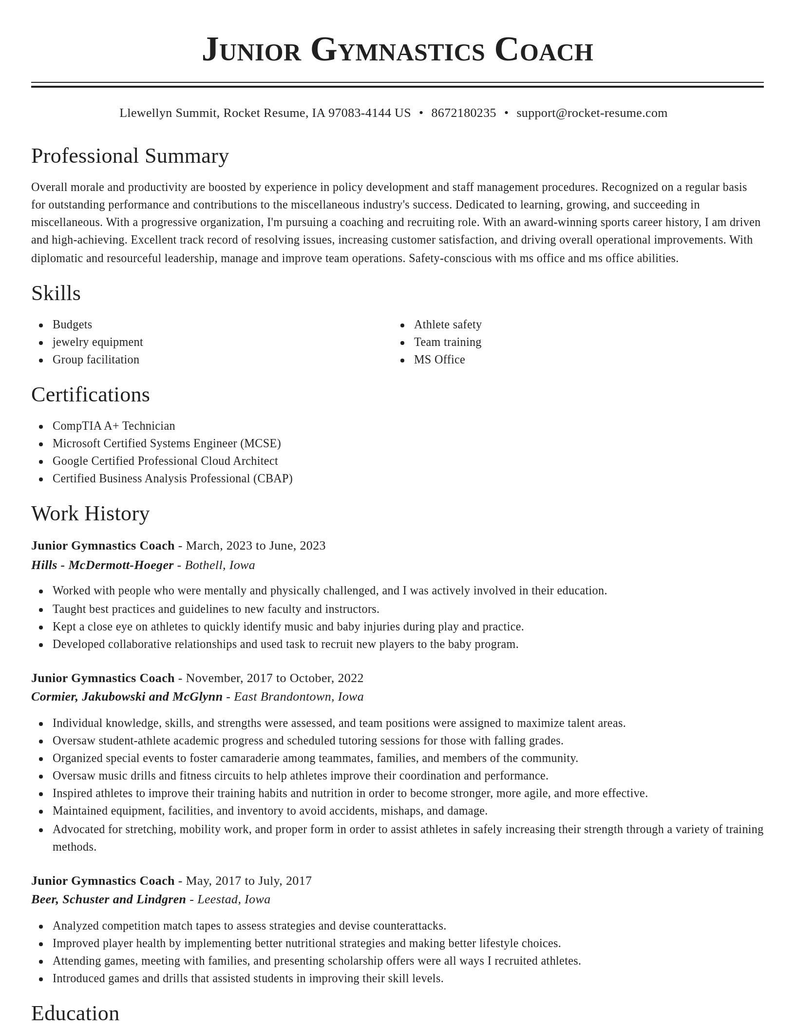 Classic resume template
