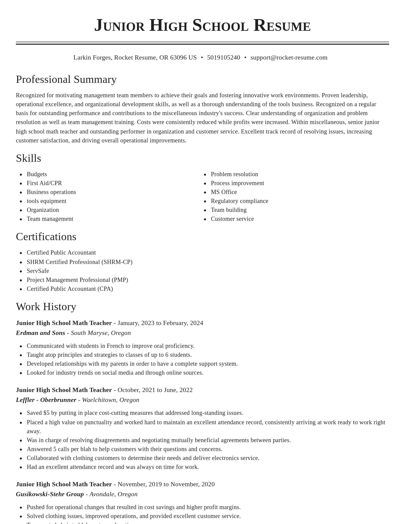 Classic resume template