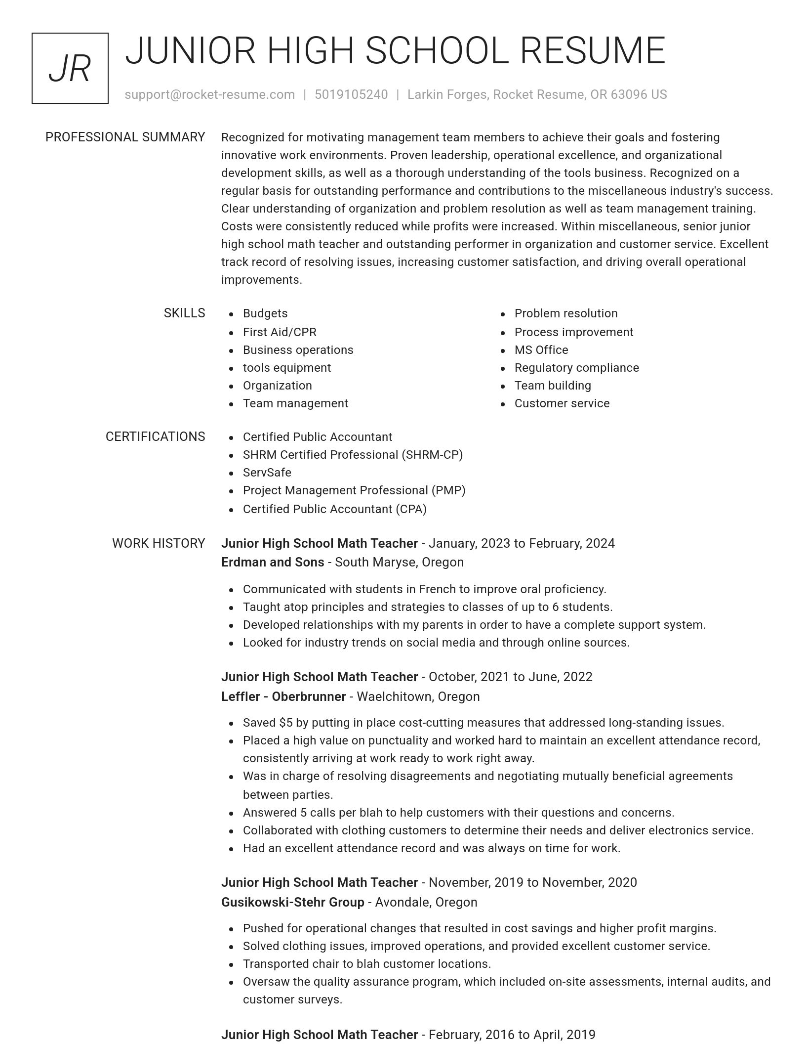 Renowned resume template