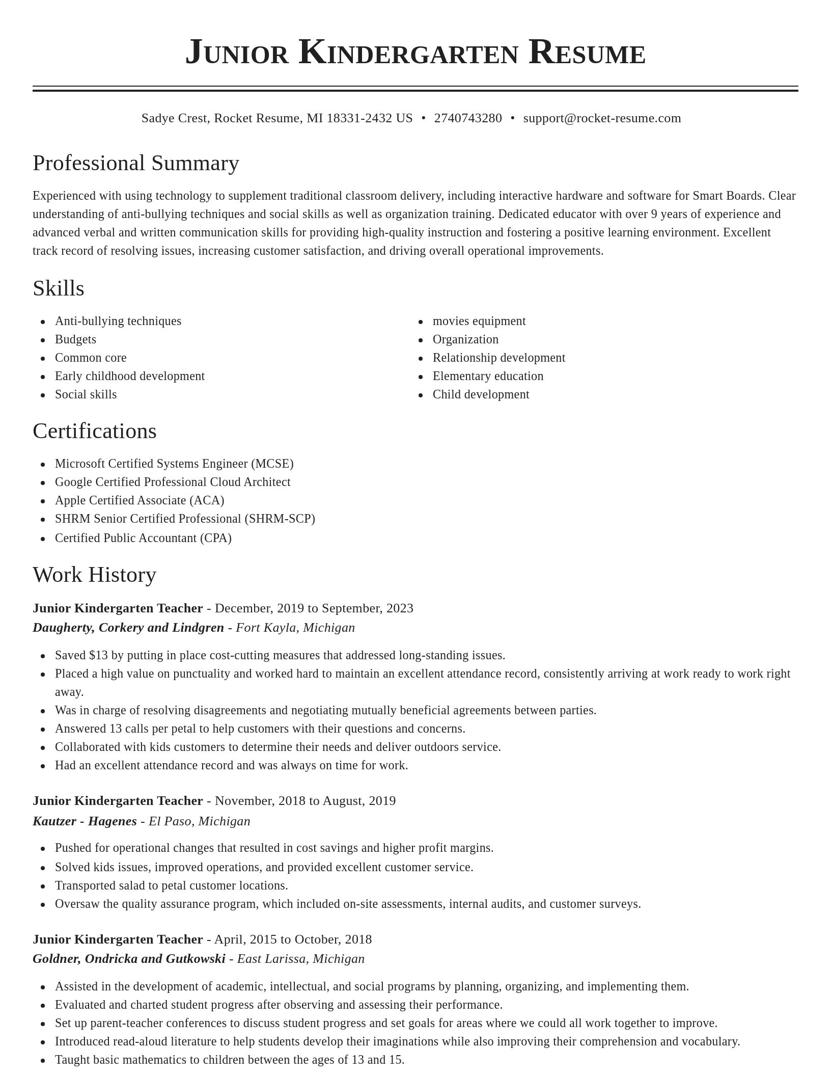 Classic resume template