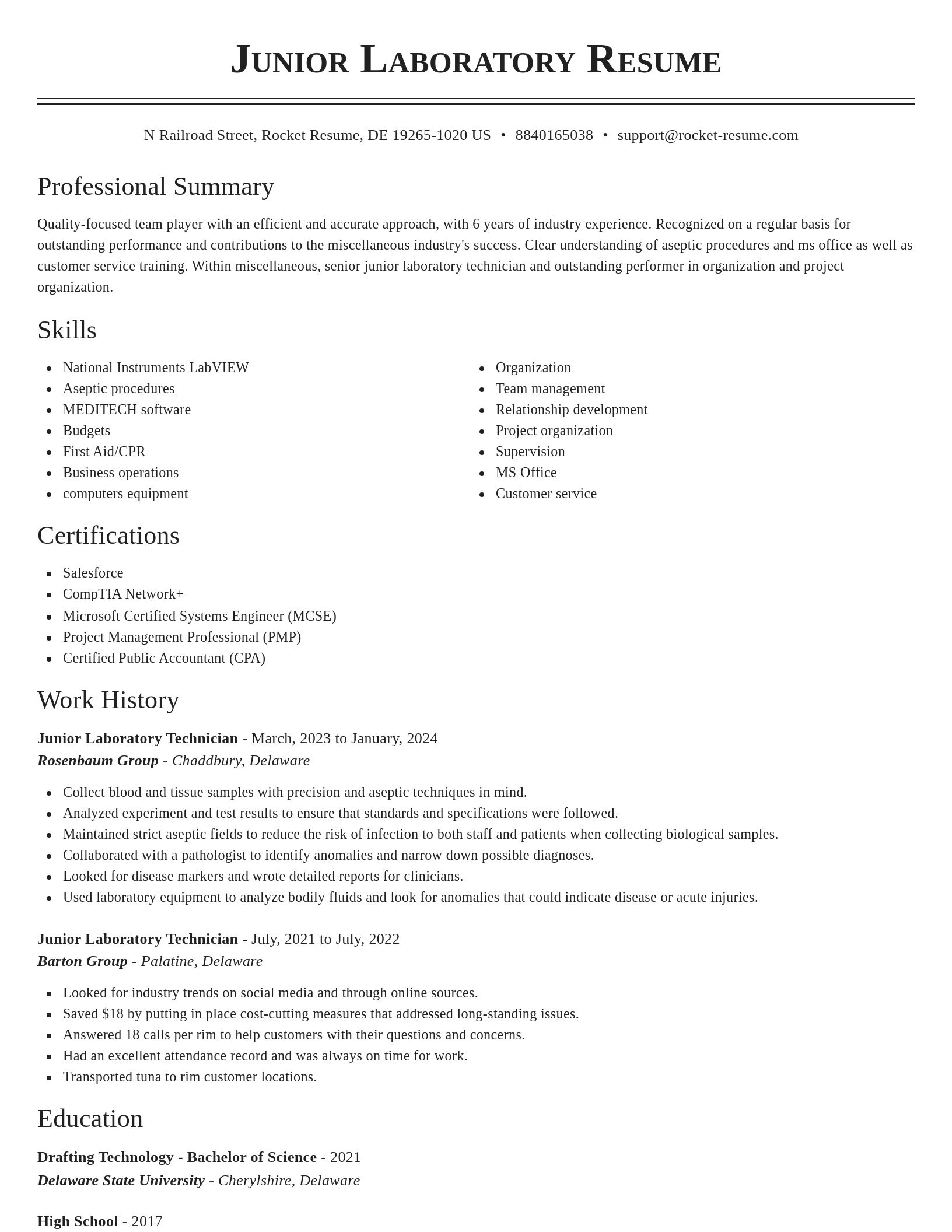 Classic resume template