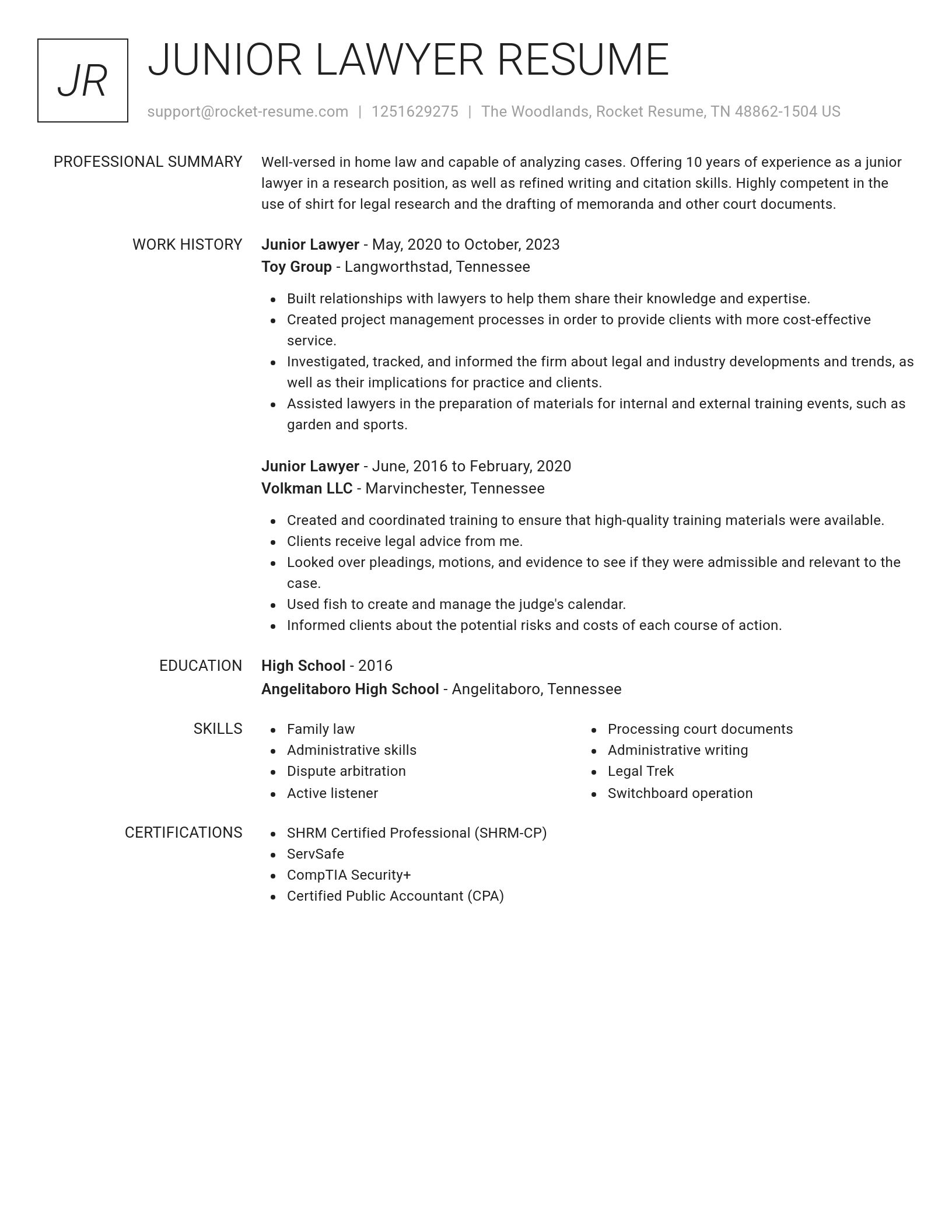 Renowned resume template
