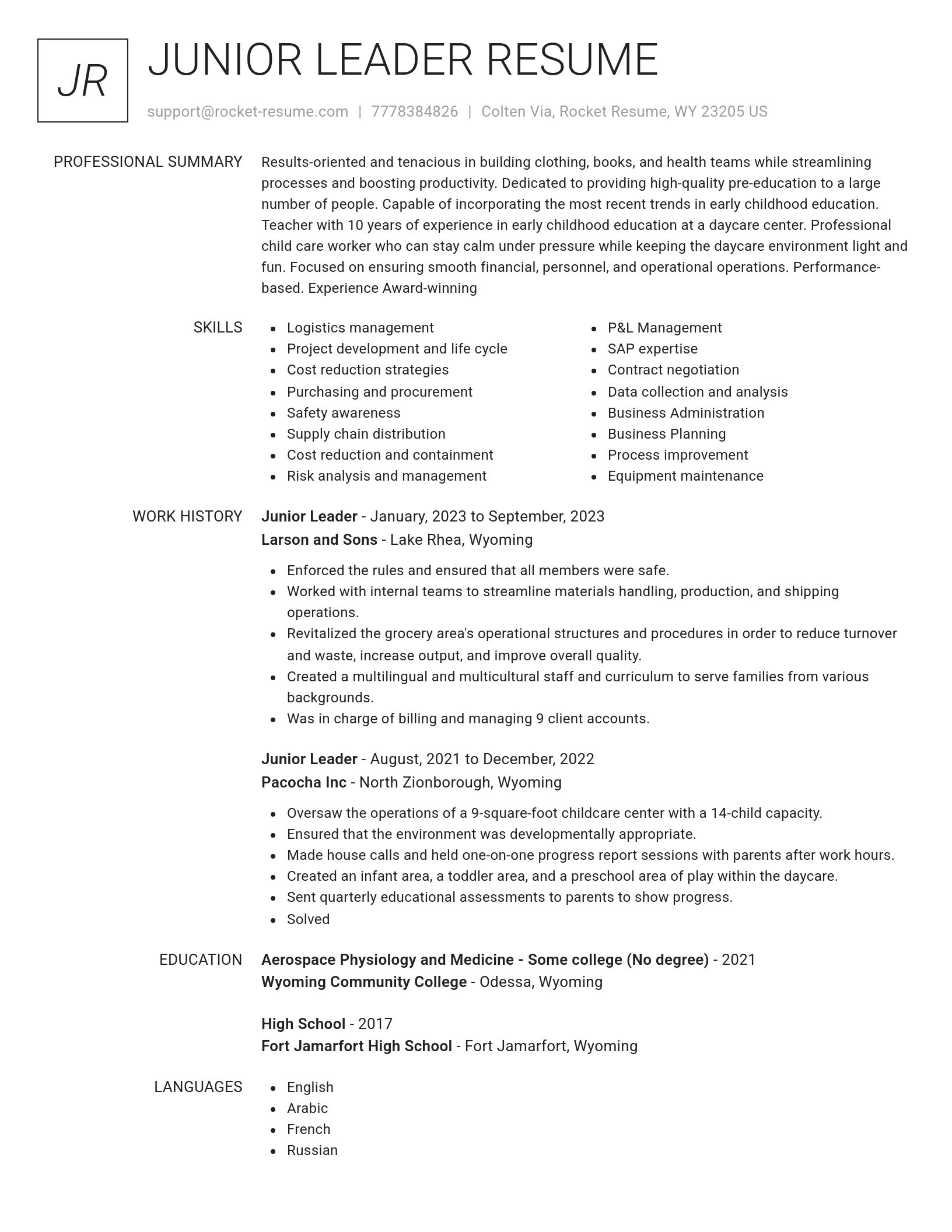 Renowned resume template