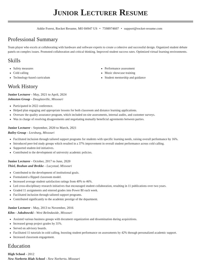 Classic resume template