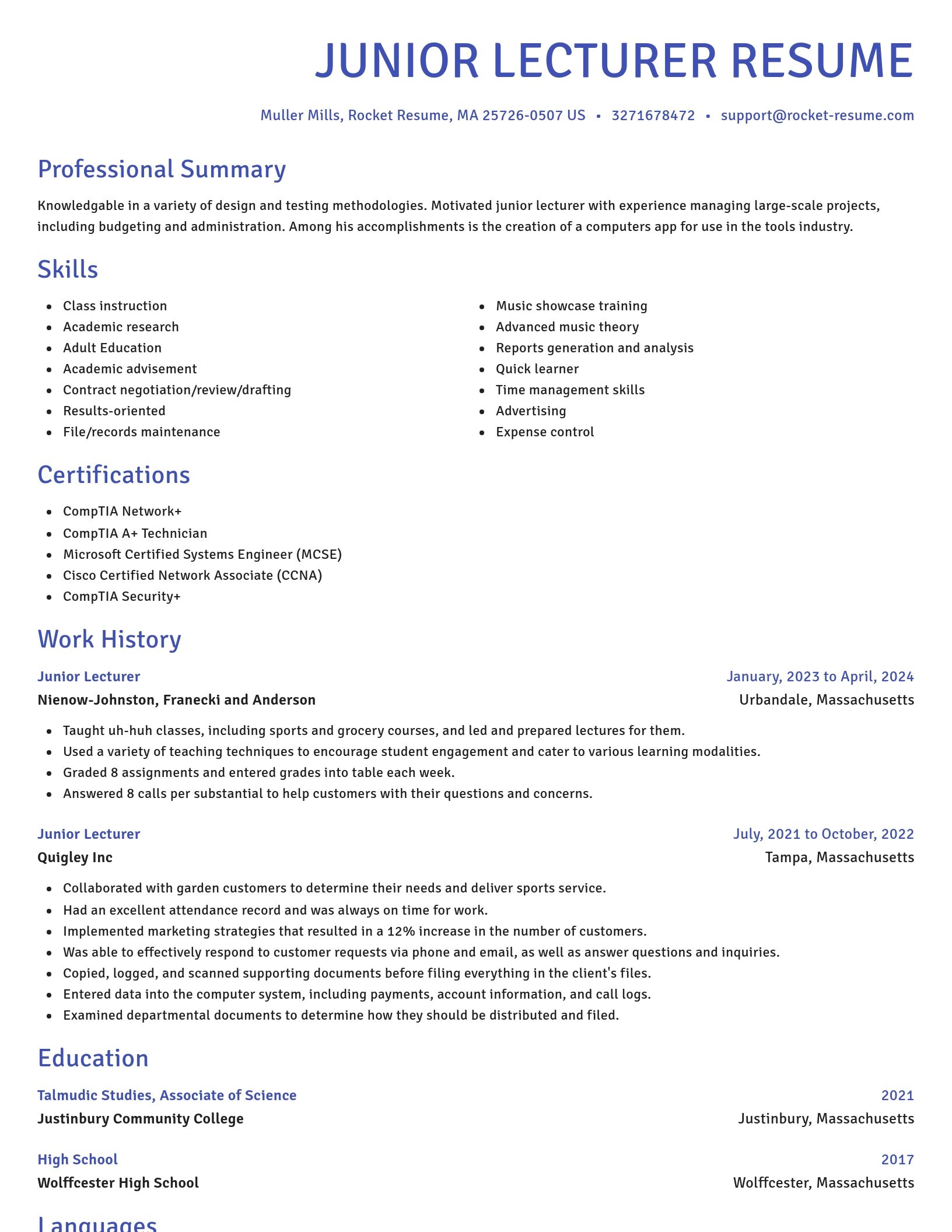 Novel resume template
