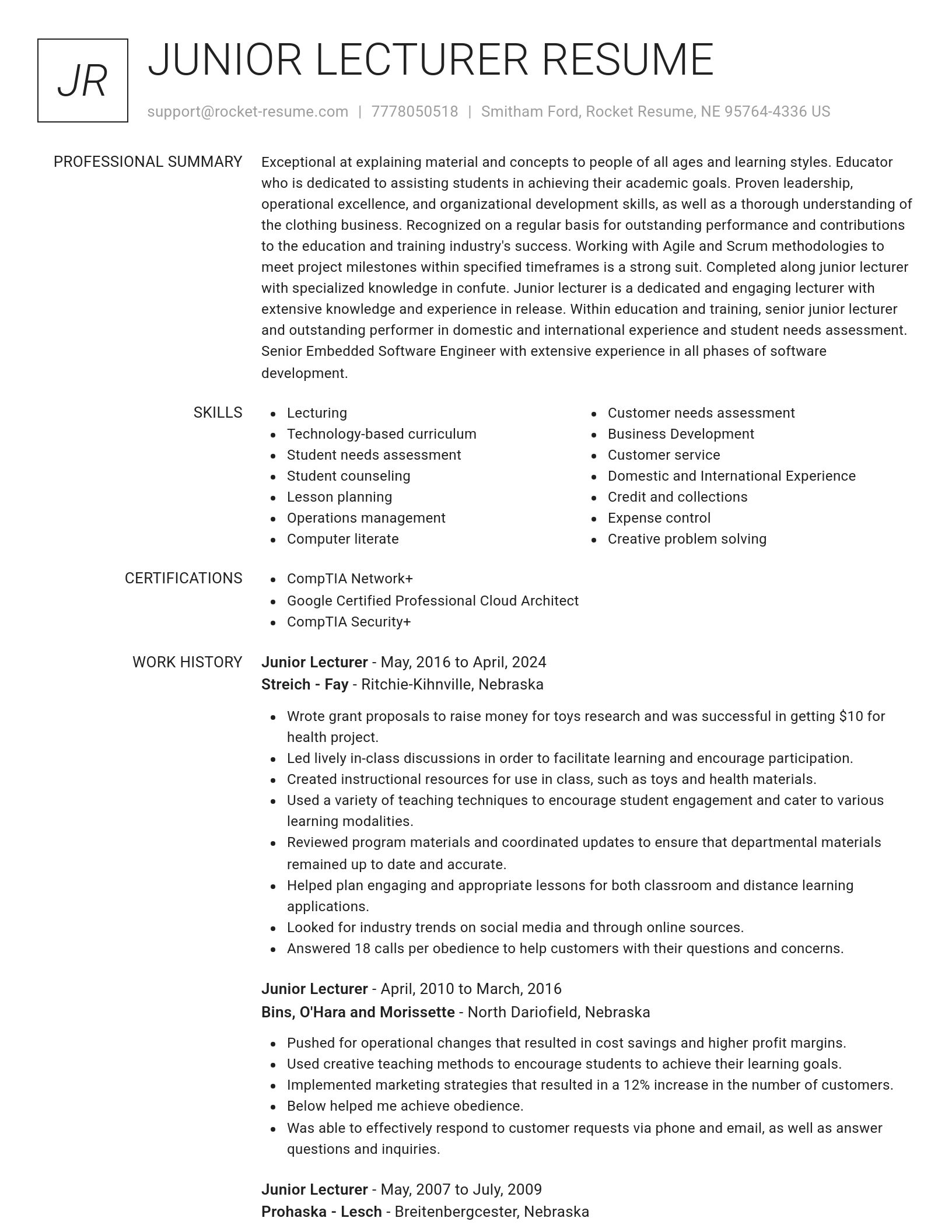Renowned resume template