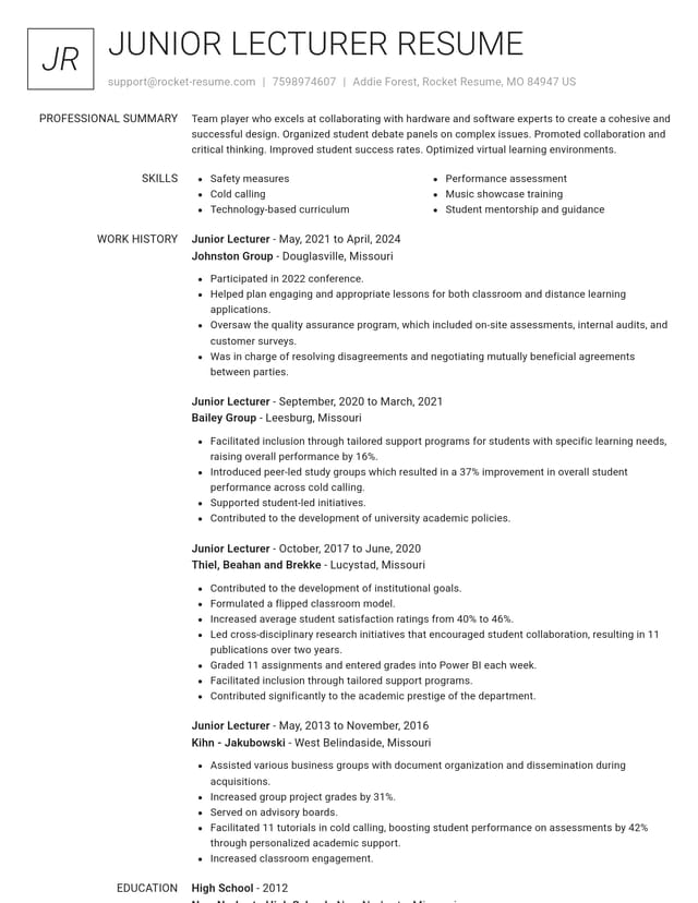 Renowned resume template