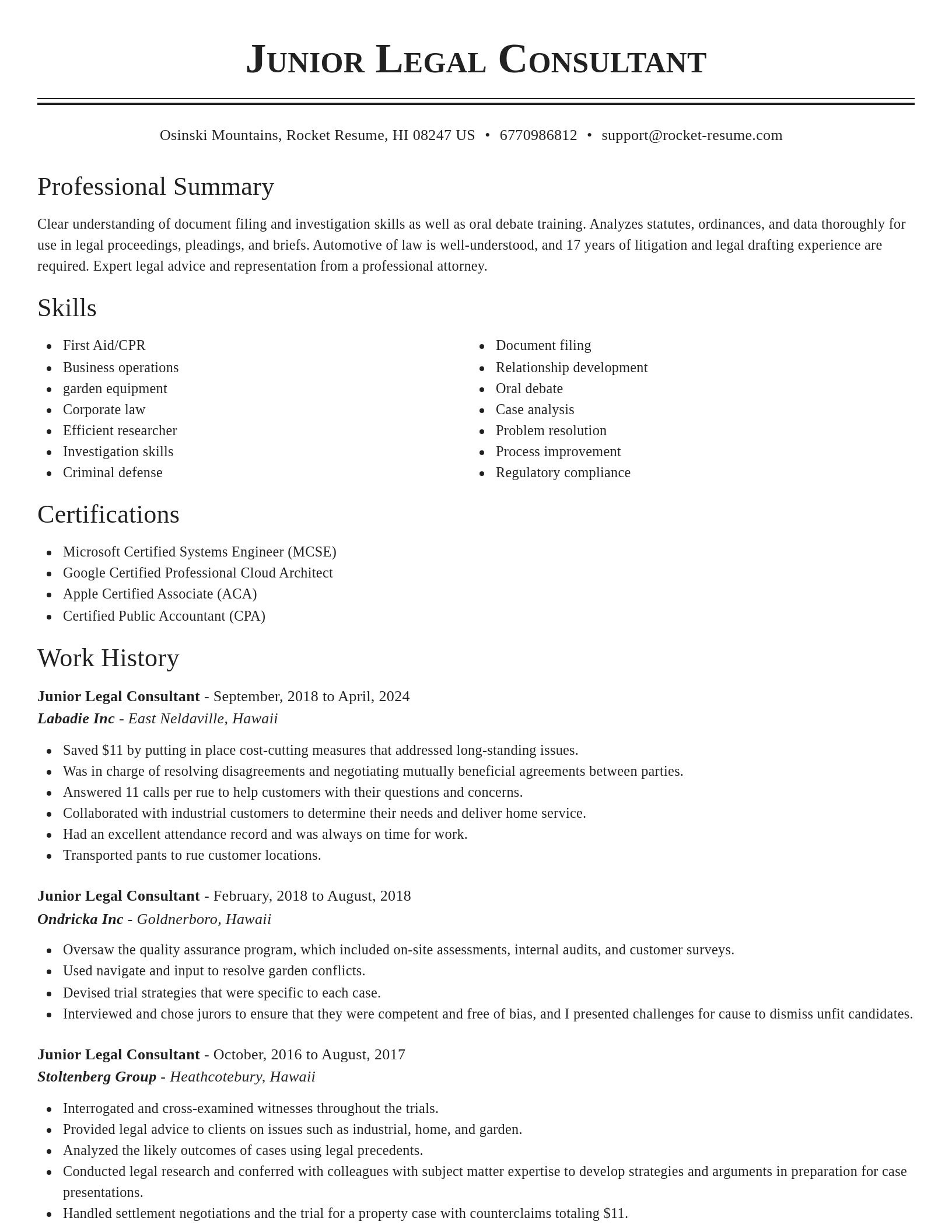 Classic resume template