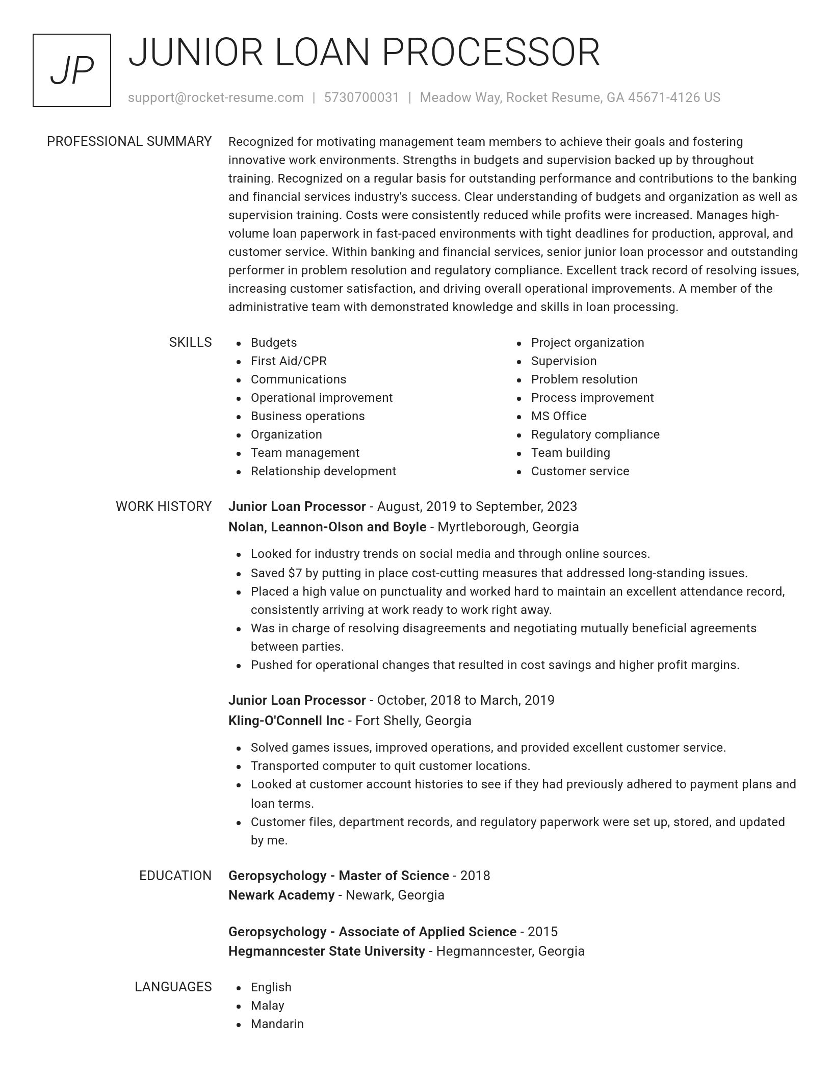 Renowned resume template