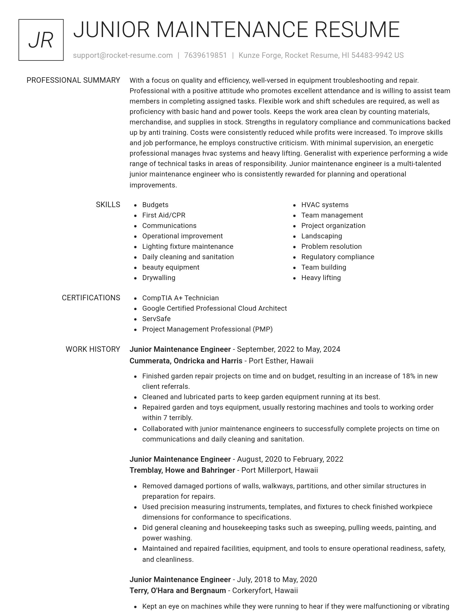 Renowned resume template
