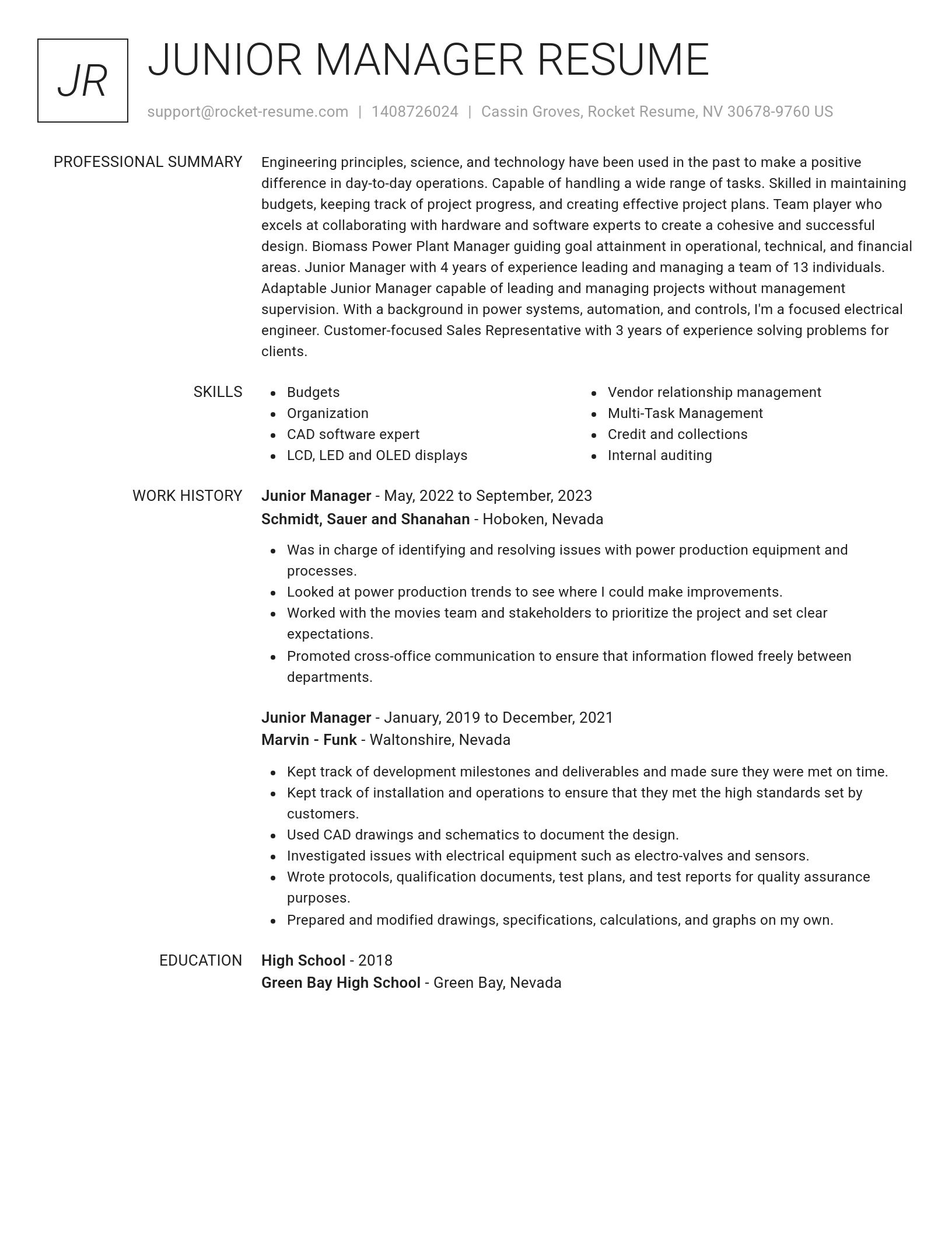Renowned resume template