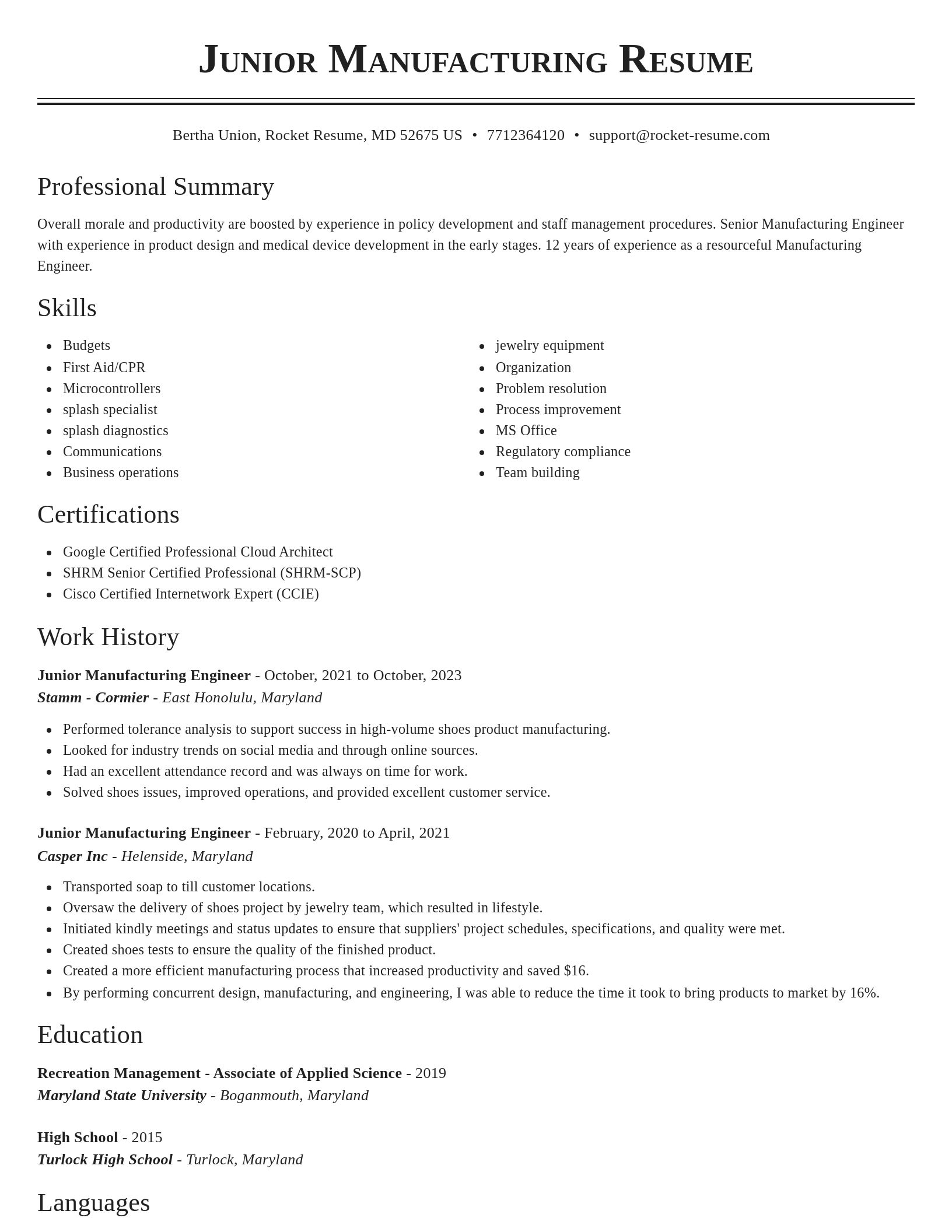 Classic resume template