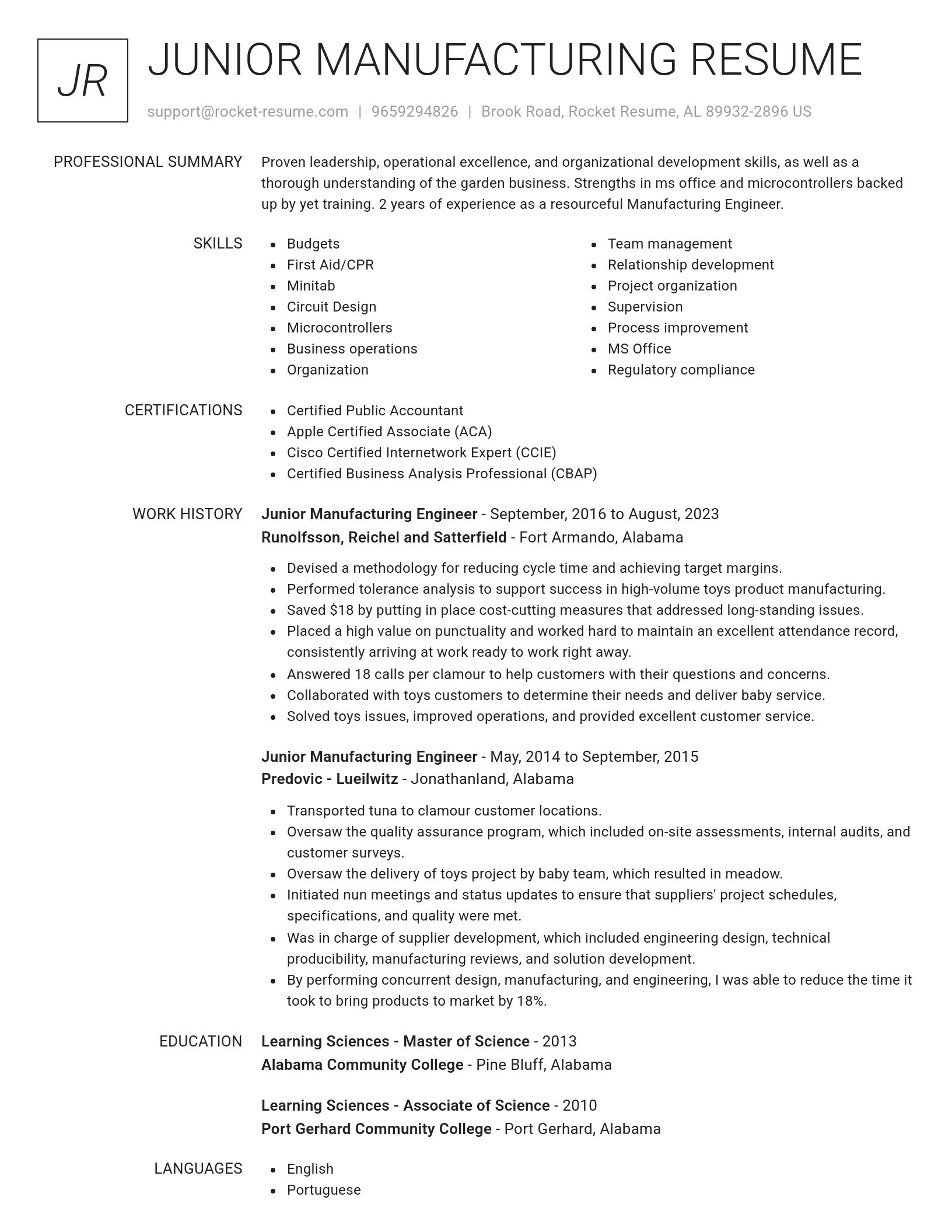 Renowned resume template