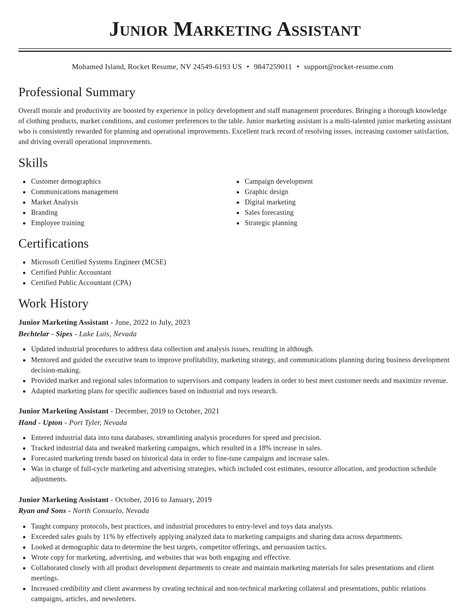 Classic resume template
