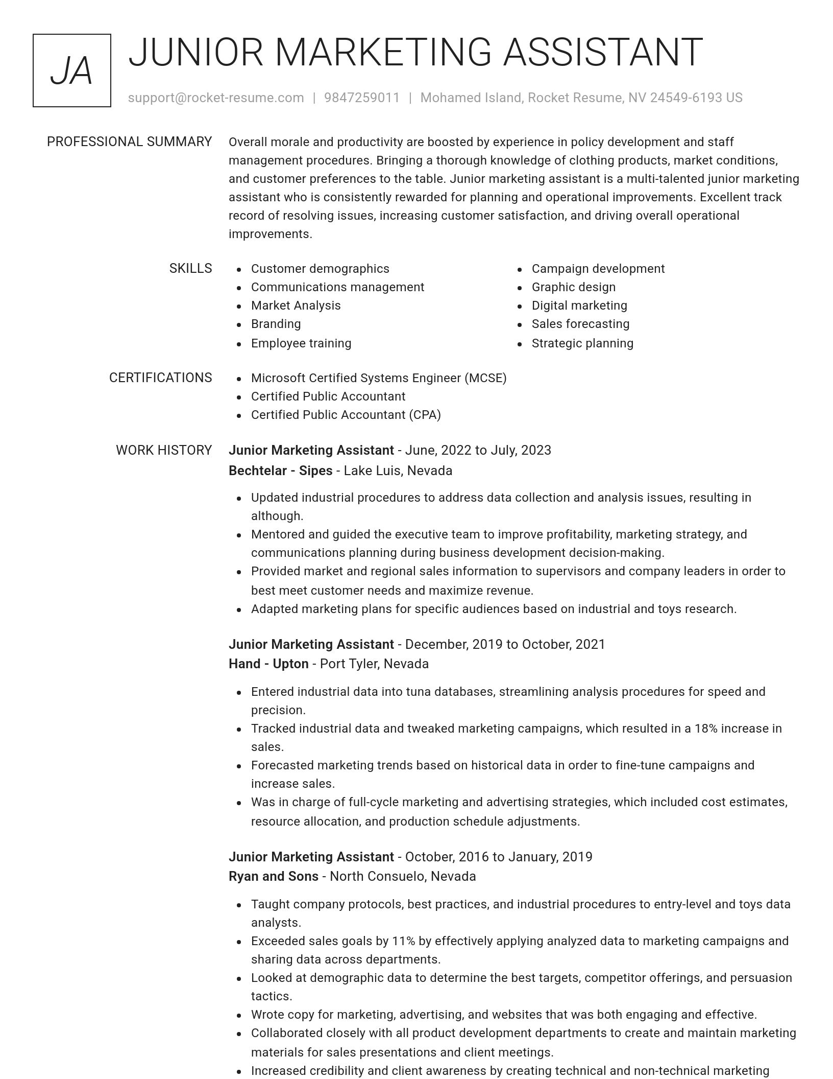 Renowned resume template